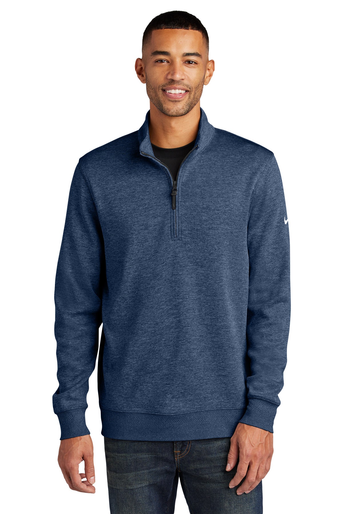 Front View of Navy Nike Dri-FIT Corporate 1/2-Zip NKFD9892
