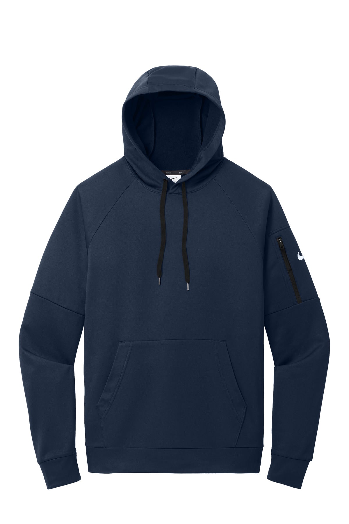 Front View of Navy Nike Therma-FIT Pocket Pullover Fleece Hoodie NKFD9735
