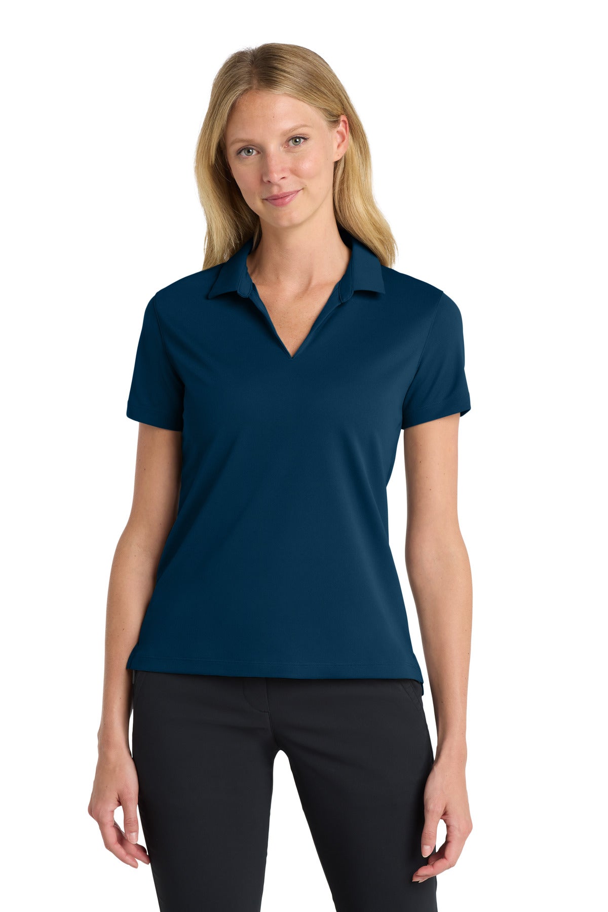 Front View of Navy Nike Women's Dri-FIT Micro Pique 2.0 Polo NKDC1991