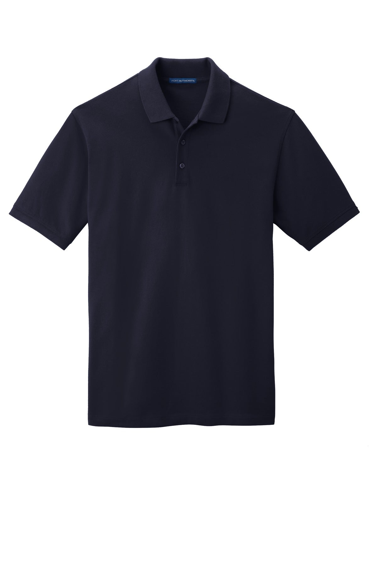Front View of Navy Port Authority EZCotton Polo. K8000