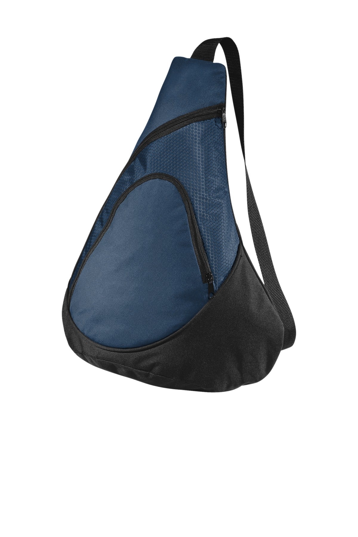 Front View of Navy Port Authority - Honeycomb Sling Pack. BG1010