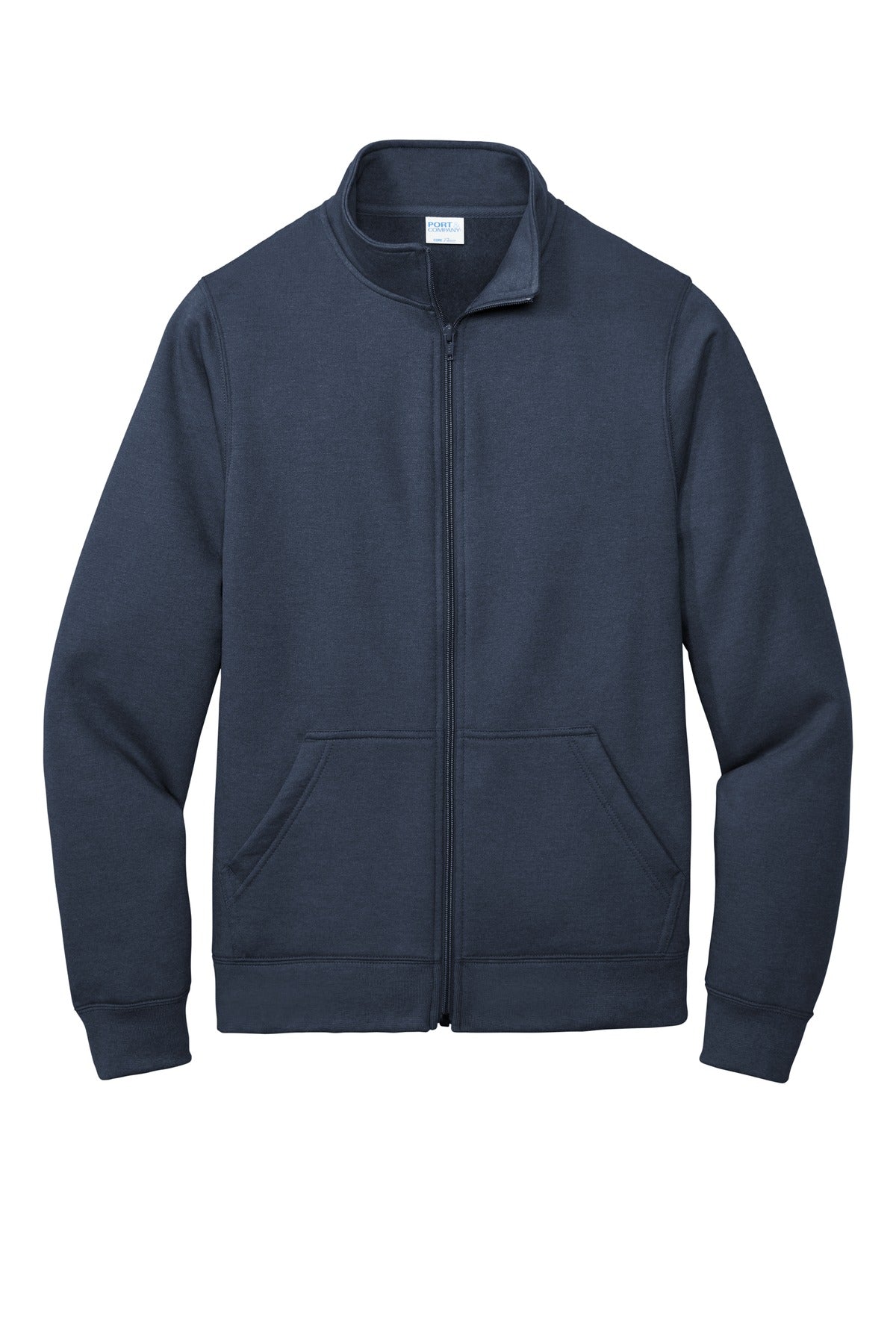 Front View of Navy Port & Company Core Fleece Cadet Full-Zip Sweatshirt PC78FZ