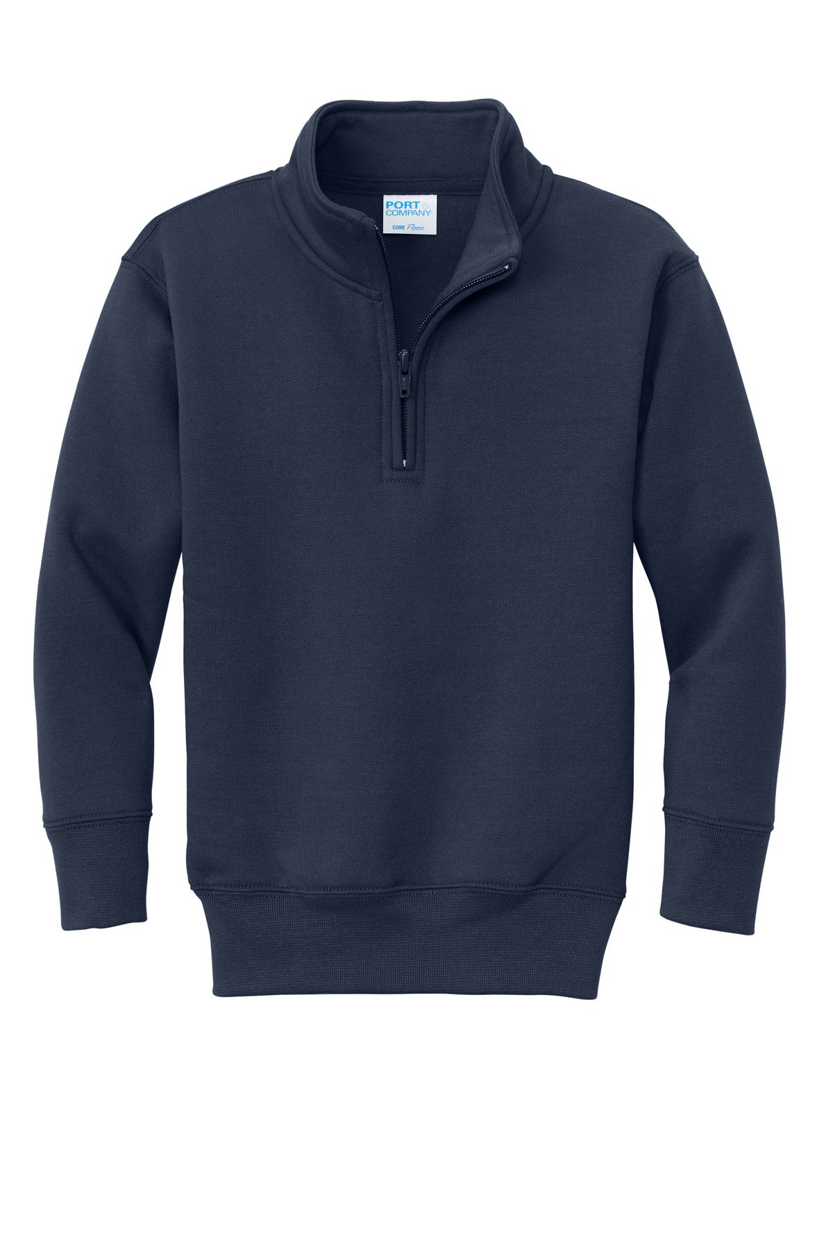 Front View of Navy Port & Company Youth Core Fleece 1/4-Zip Pullover Sweatshirt PC78YQ