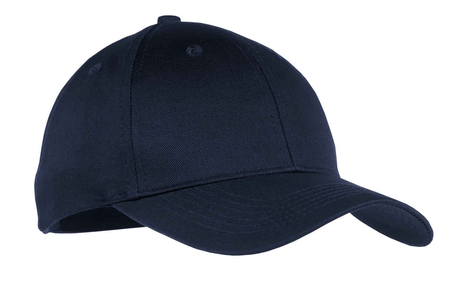 Front View of Navy Port & Company Youth Six-Panel Twill Cap. YCP80