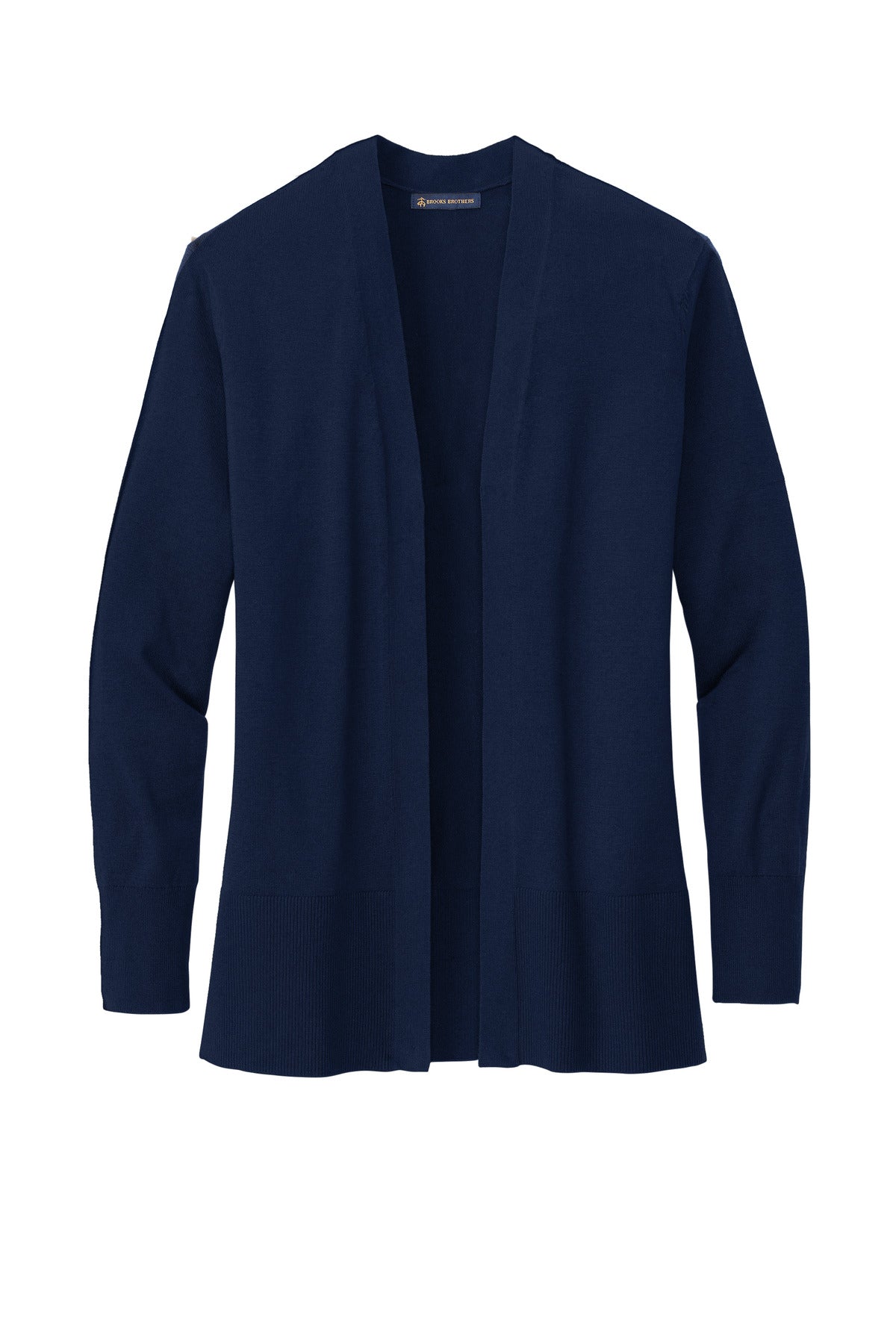 Front View of NavyBlazer Brooks Brothers Women's Cotton Stretch Long Cardigan Sweater BB18403