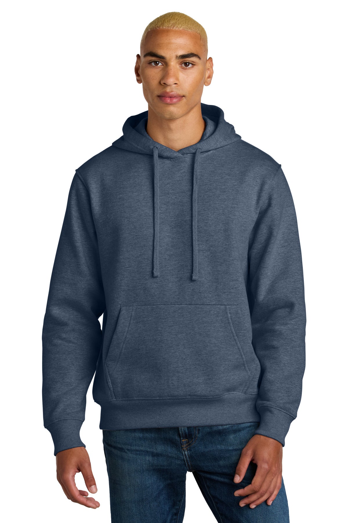 Front View of NavyHthr District V.I.T. Super Heavyweight Fleece Hoodie DT6600
