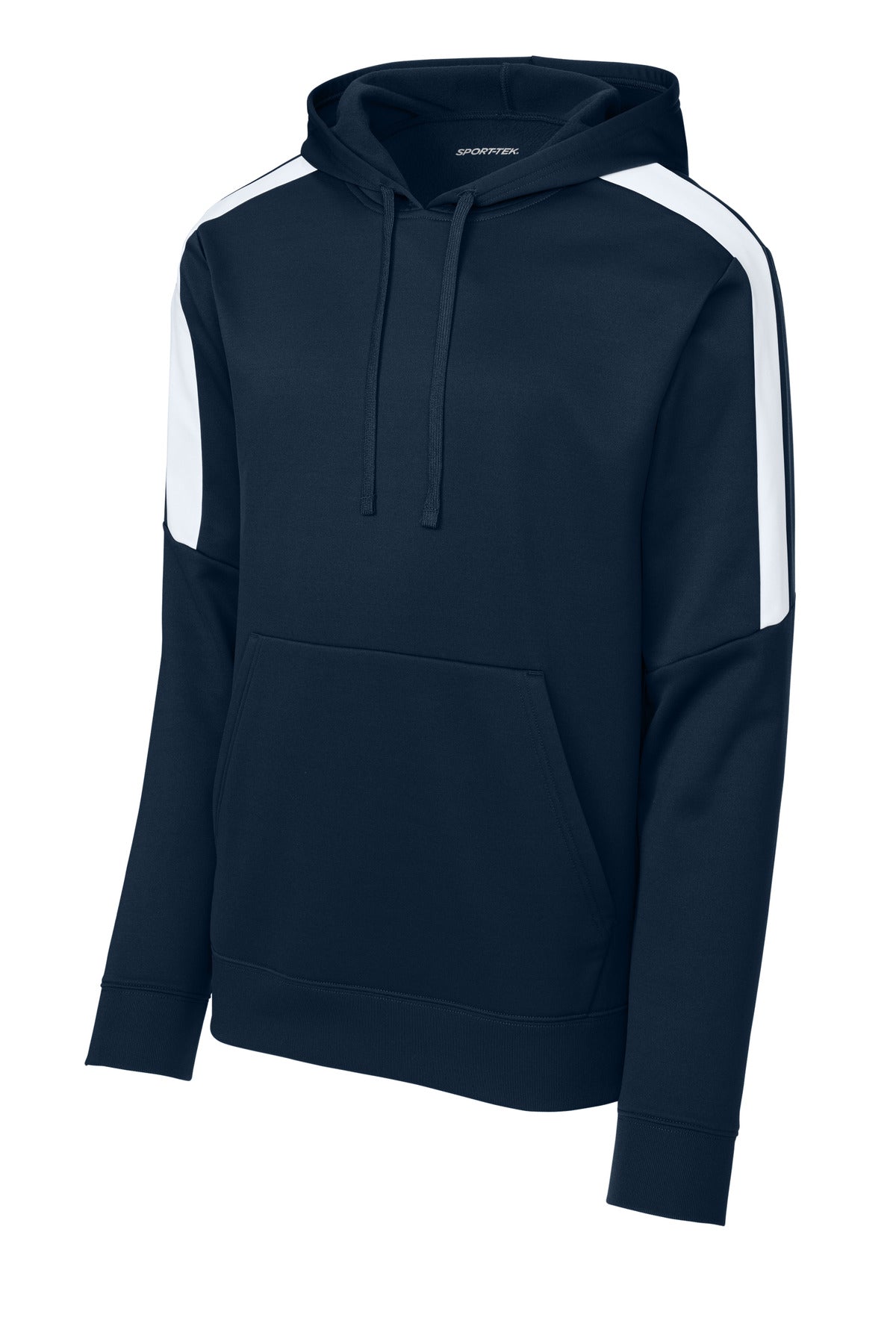 Front View of Navy/White Sport-Tek Sport-Wick Fleece United Pullover Hoodie ST255