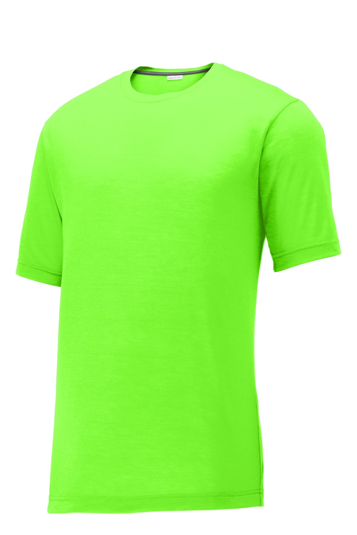 Front View of Neon Green Sport-Tek PosiCharge Competitor Cotton Touch Tee. ST450