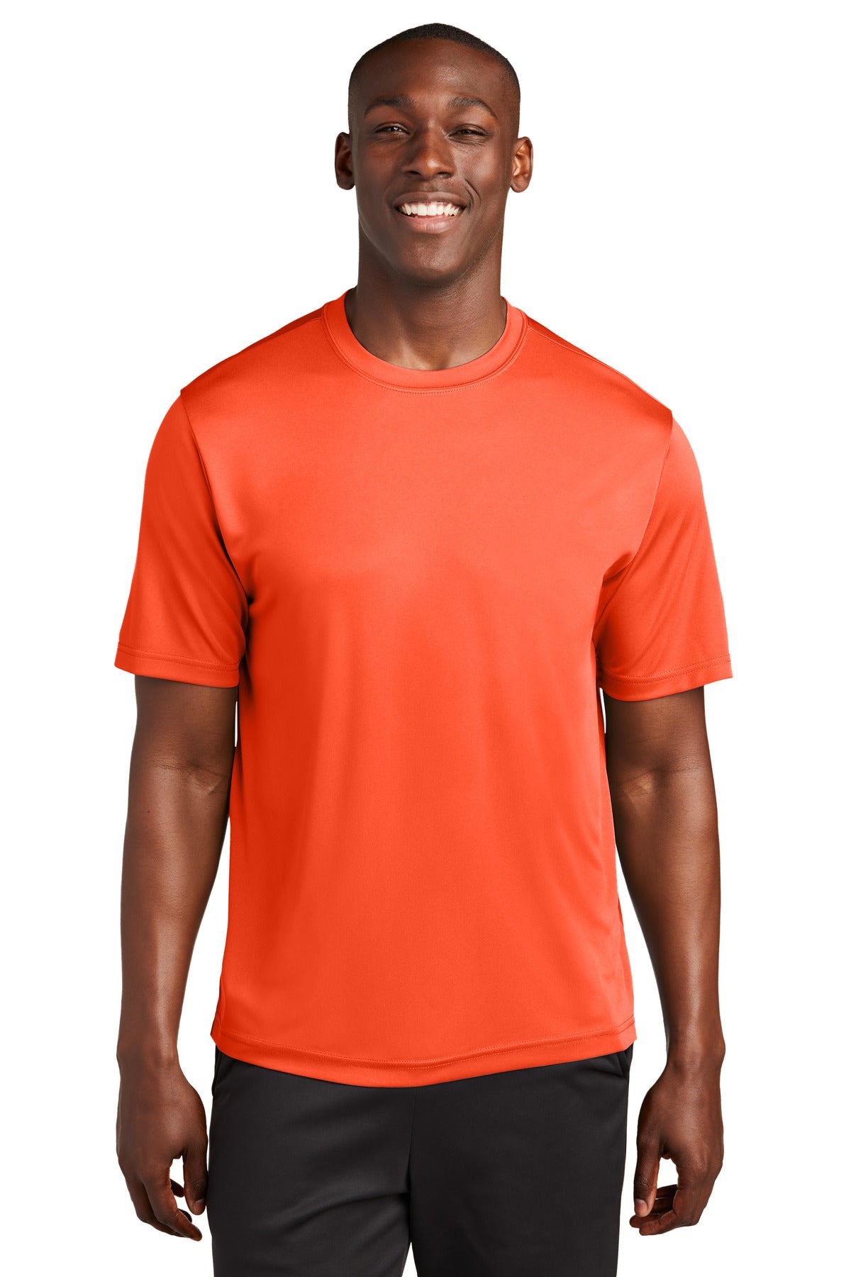 Front View of Neon Orange Sport-Tek Tall PosiCharge Competitor Tee. TST350