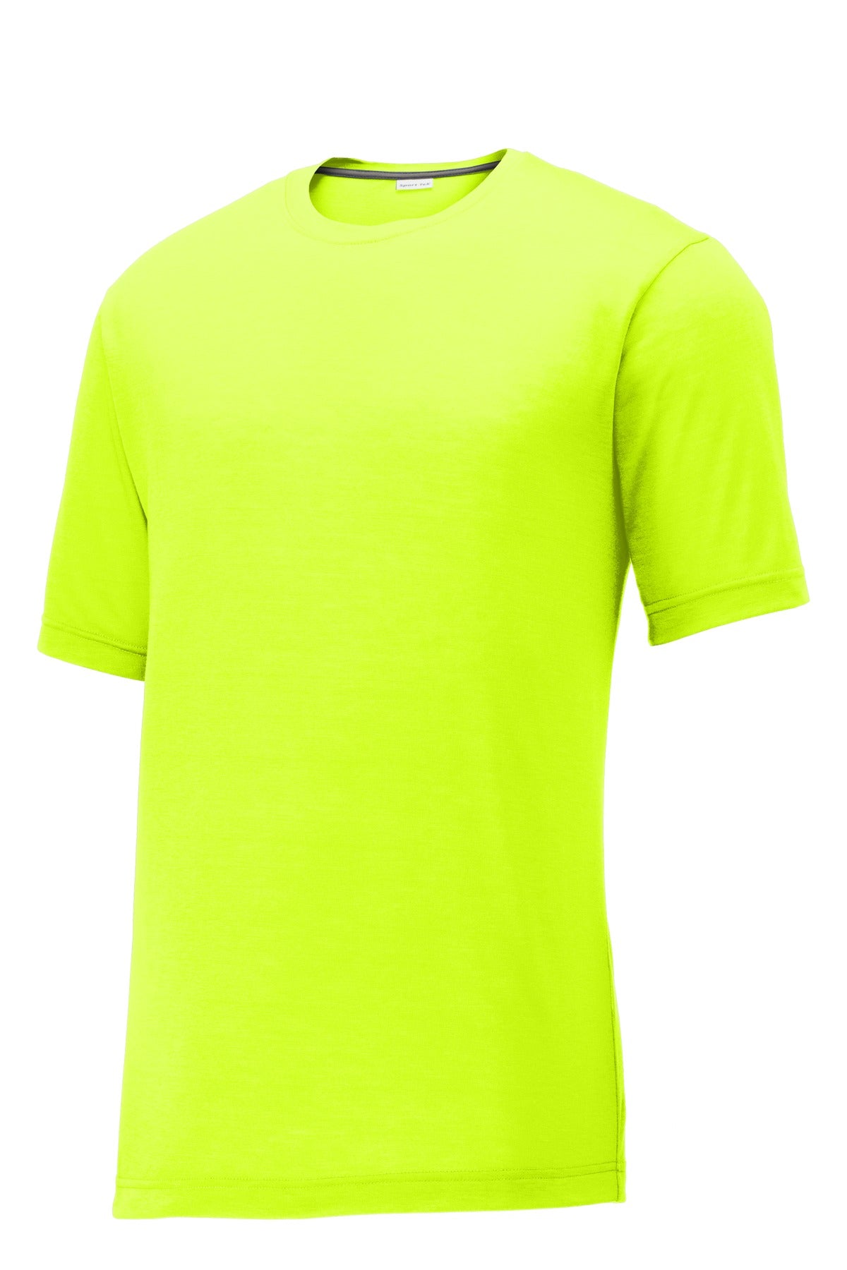 Front View of Neon Yellow Sport-Tek PosiCharge Competitor Cotton Touch Tee. ST450