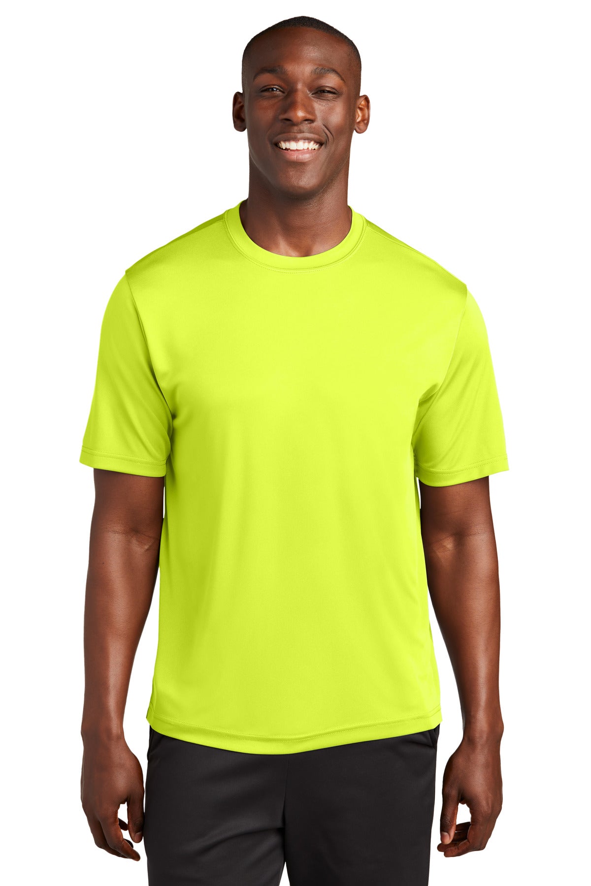 Front View of Neon Yellow Sport-Tek Tall PosiCharge Competitor Tee. TST350