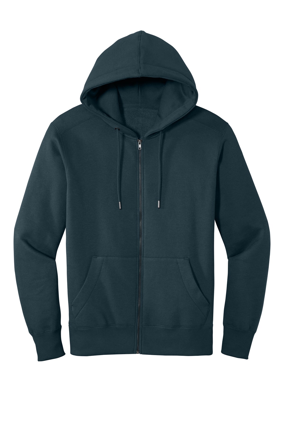 Front View of New Navy District Perfect Weight Fleece Full-Zip Hoodie DT1103