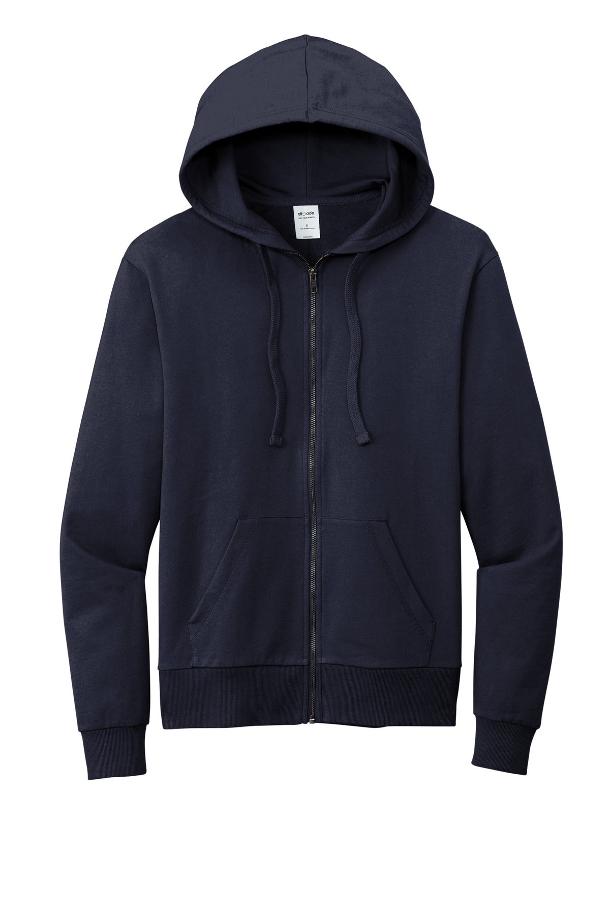 Front View of NghtSkyNvy Allmade Unisex Organic French Terry Full-Zip Hoodie AL4002