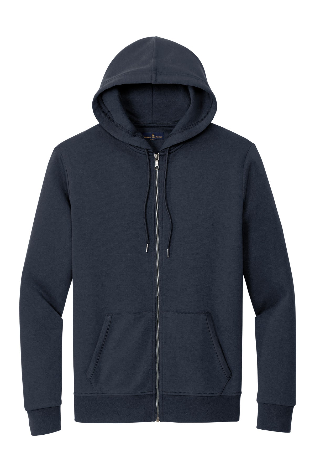 Front View of NightNavy Brooks Brothers Double-Knit Full-Zip Hoodie BB18208