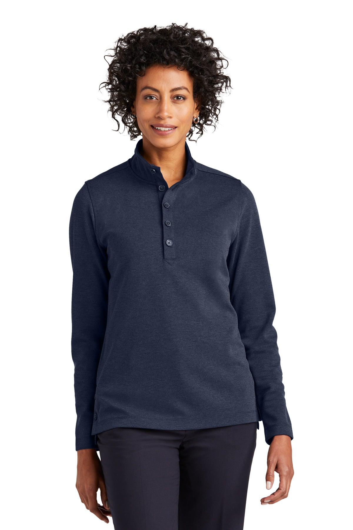 Front View of NvBlazerHt Brooks Brothers Women's Mid-Layer Stretch 1/2-Button BB18203