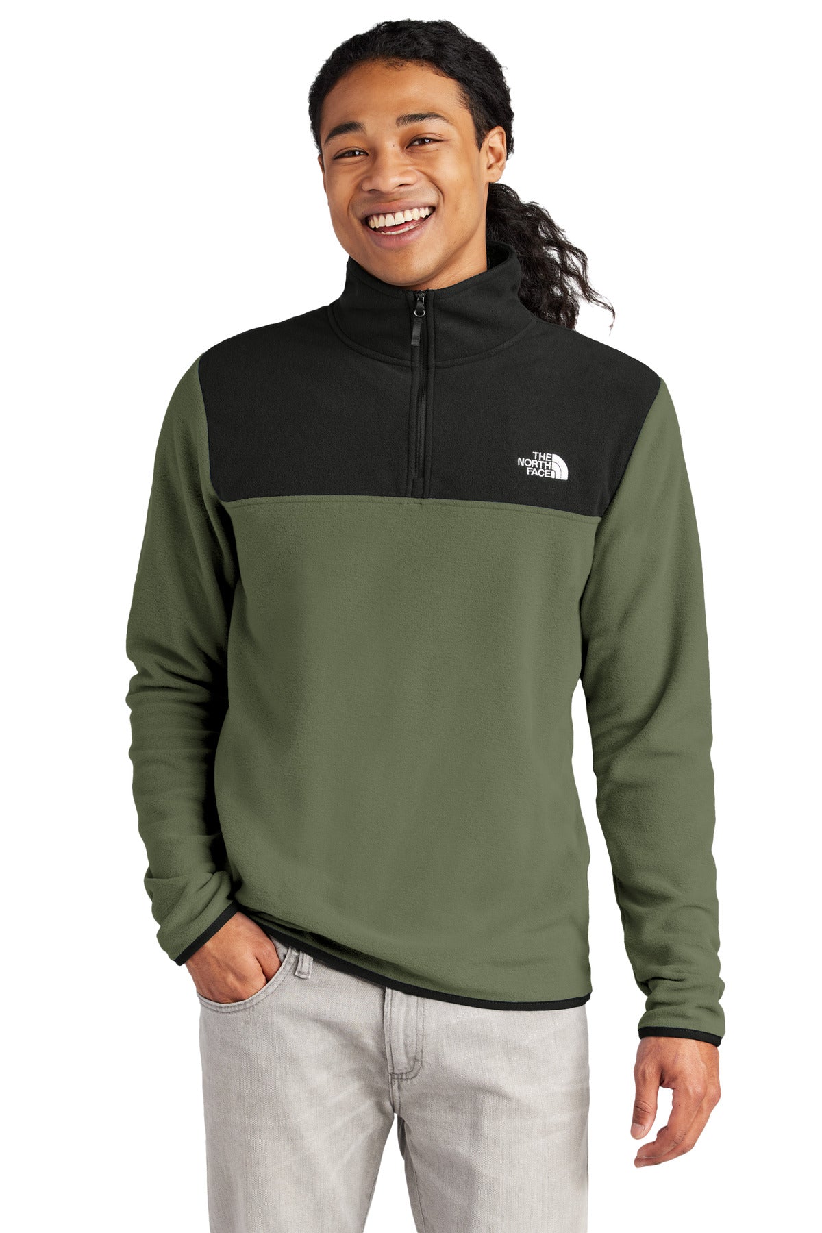 Front View of NwTpG/TNFB The North Face Glacier 1/4-Zip Fleece NF0A7V4L