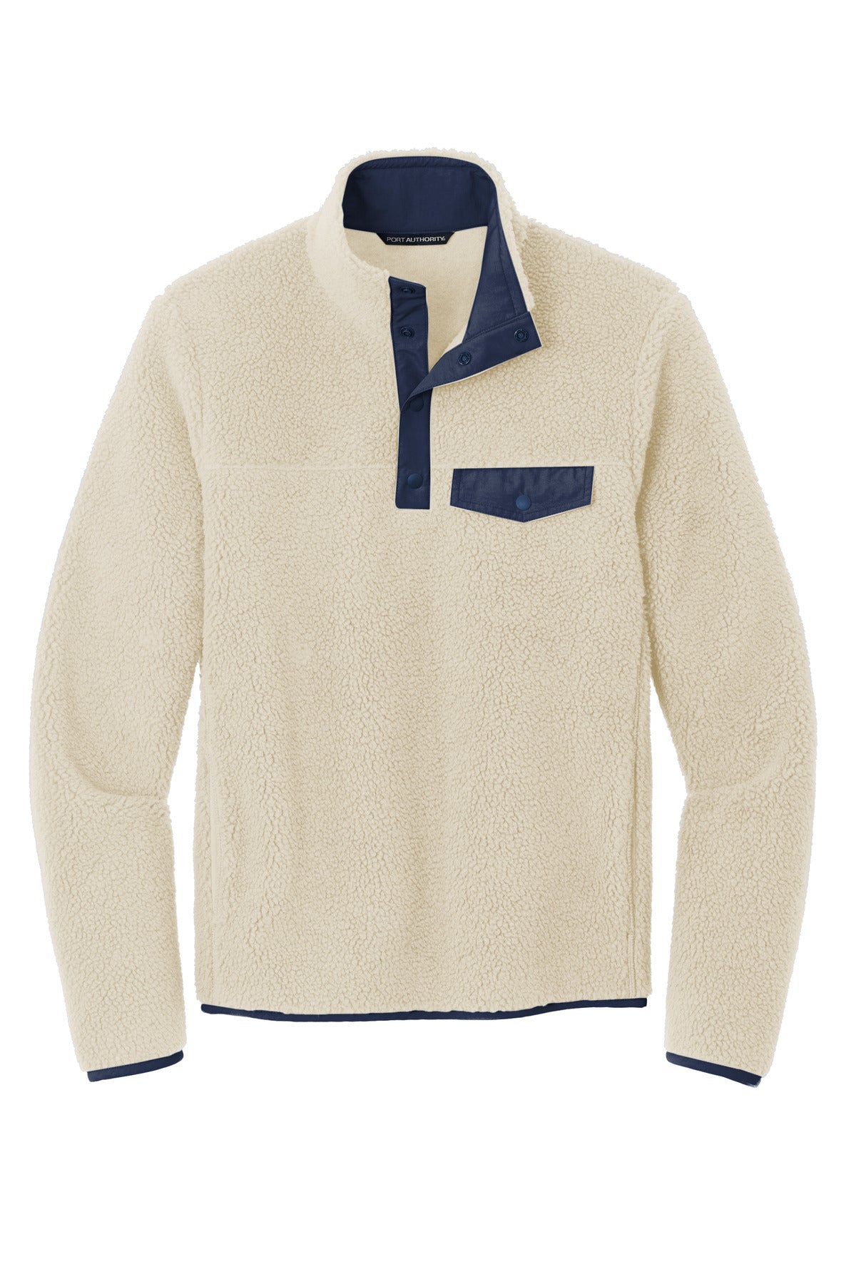 Front View of Oat/DsBNv Port Authority Camp Fleece Snap Pullover F140