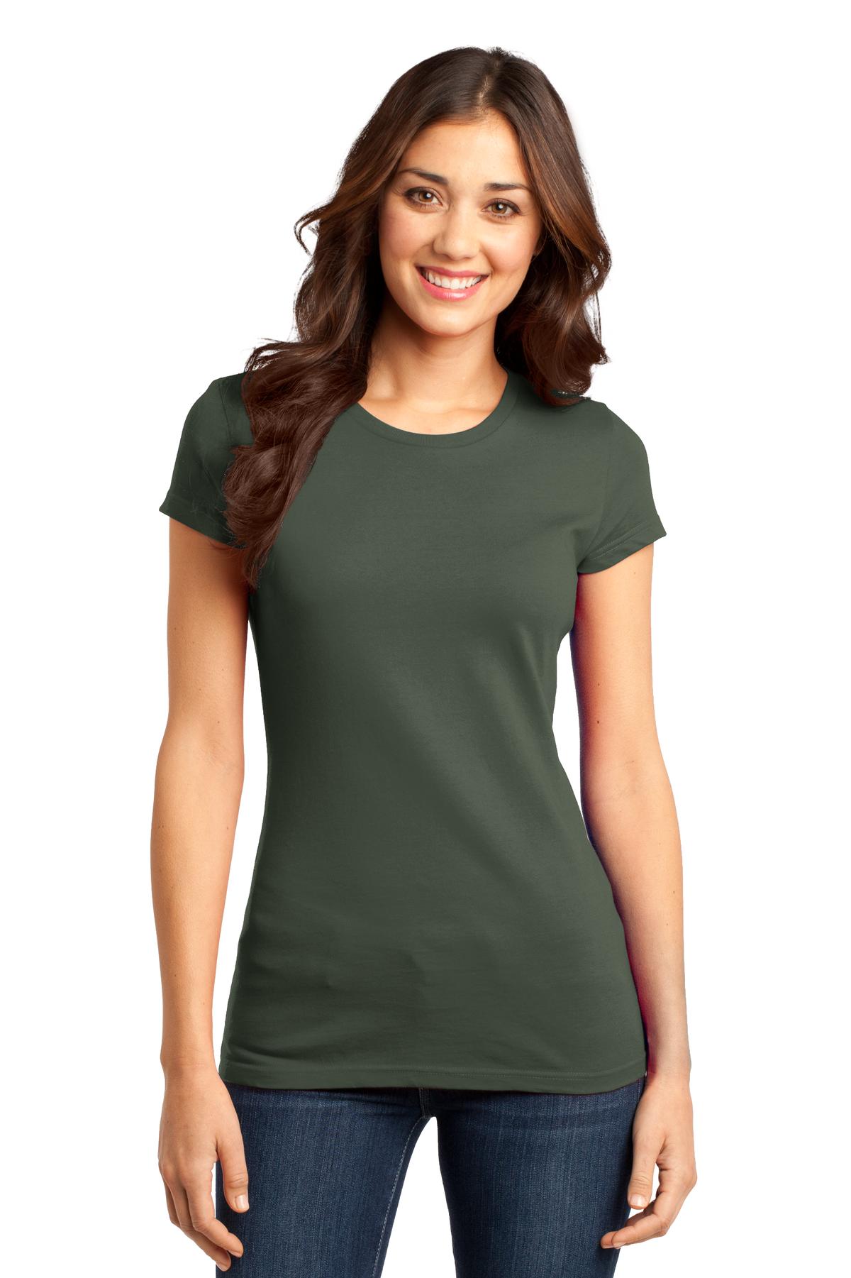 Front View of Olive District Women's Fitted Very Important Tee . DT6001