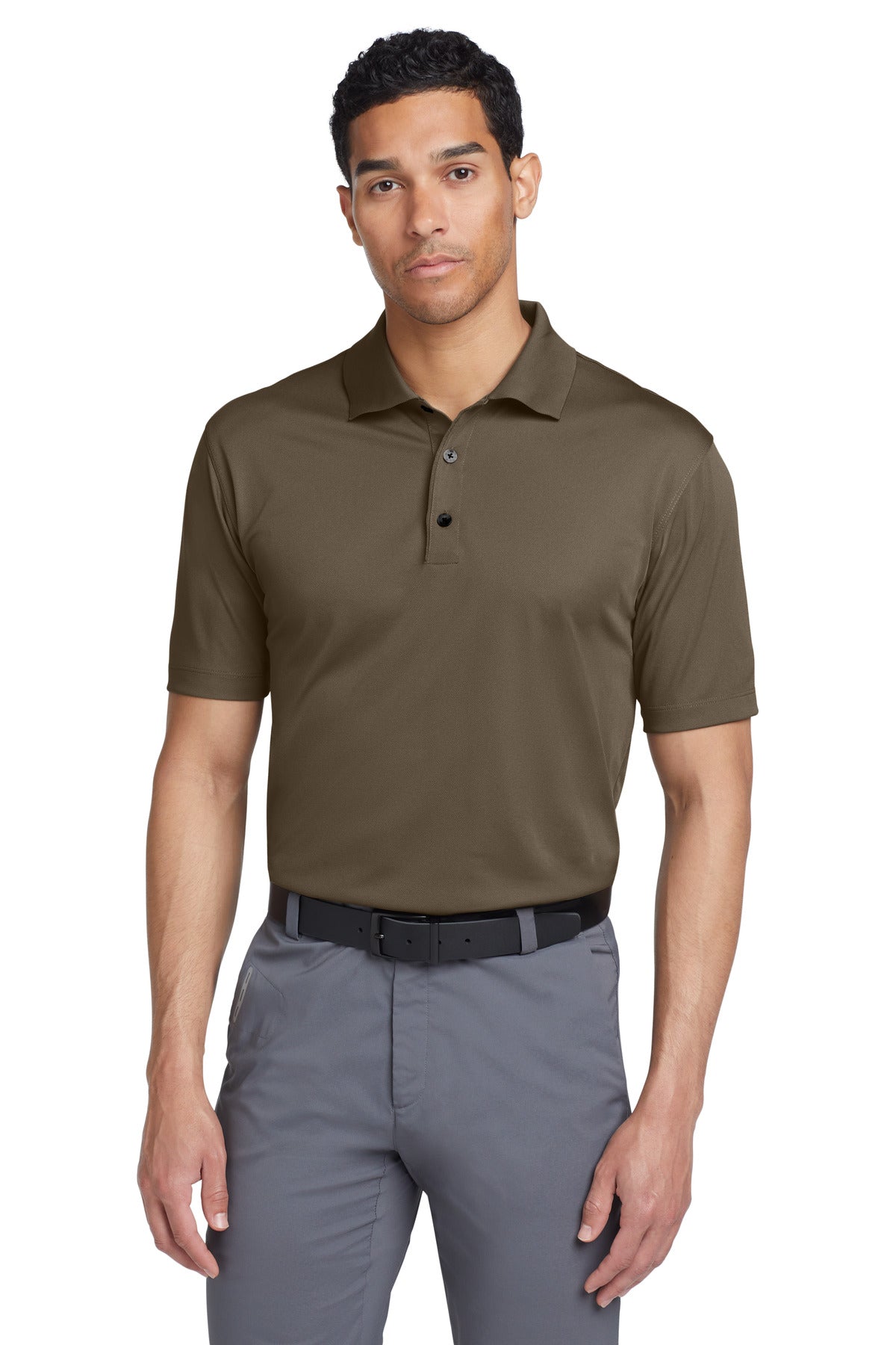 Front View of Olive Khaki Nike Tech Basic Dri-FIT Polo. 203690