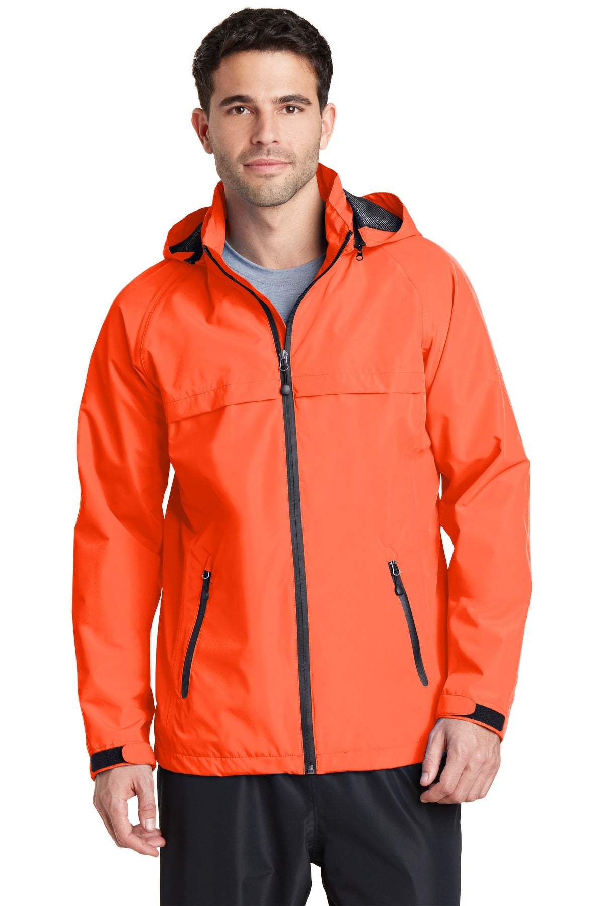 Front View of Orange Crush Port Authority Torrent Waterproof Jacket. J333