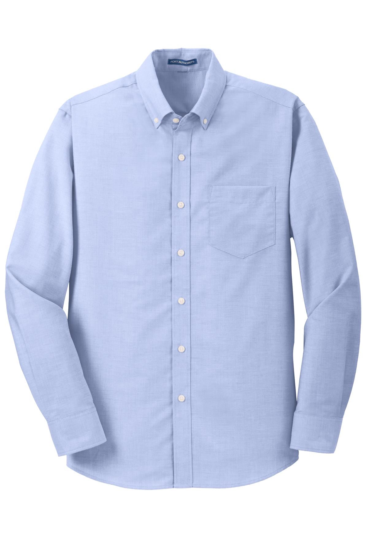 Front View of Oxford Blue Port Authority SuperPro Oxford Shirt. S658
