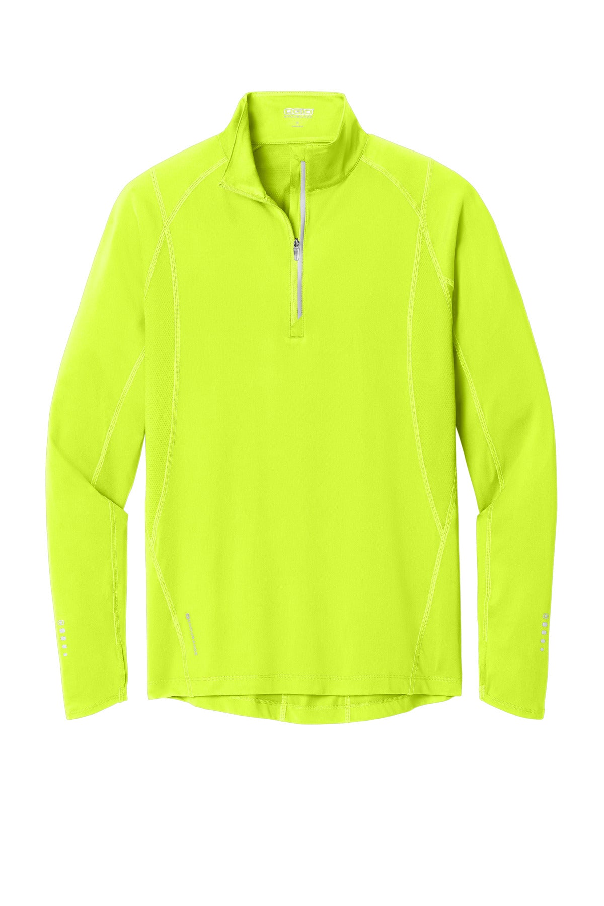 Front View of Pace Yellow OGIO Nexus 1/4-Zip Pullover. OE335