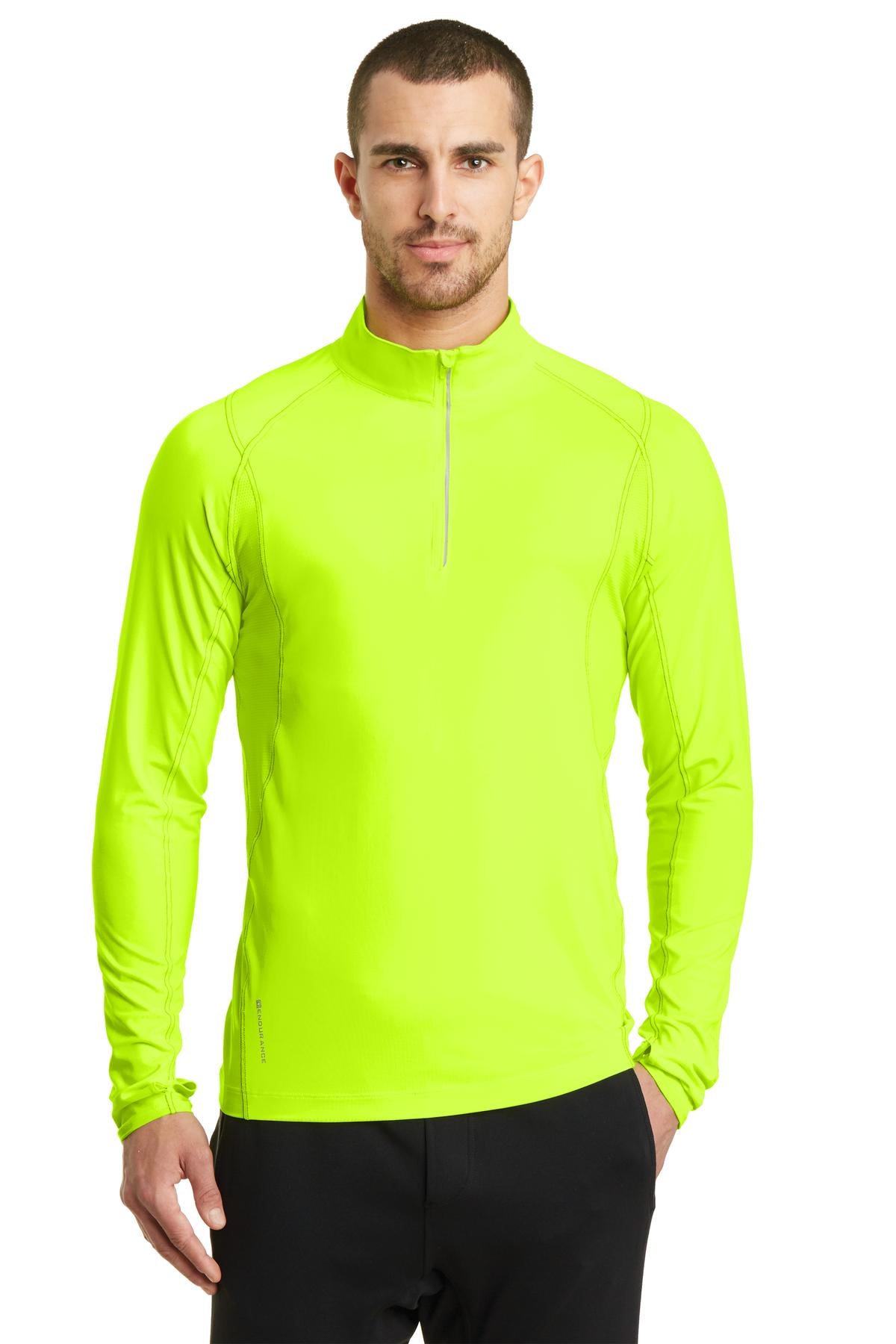 Front View of Pace Yellow OGIO Nexus 1/4-Zip Pullover. OE335