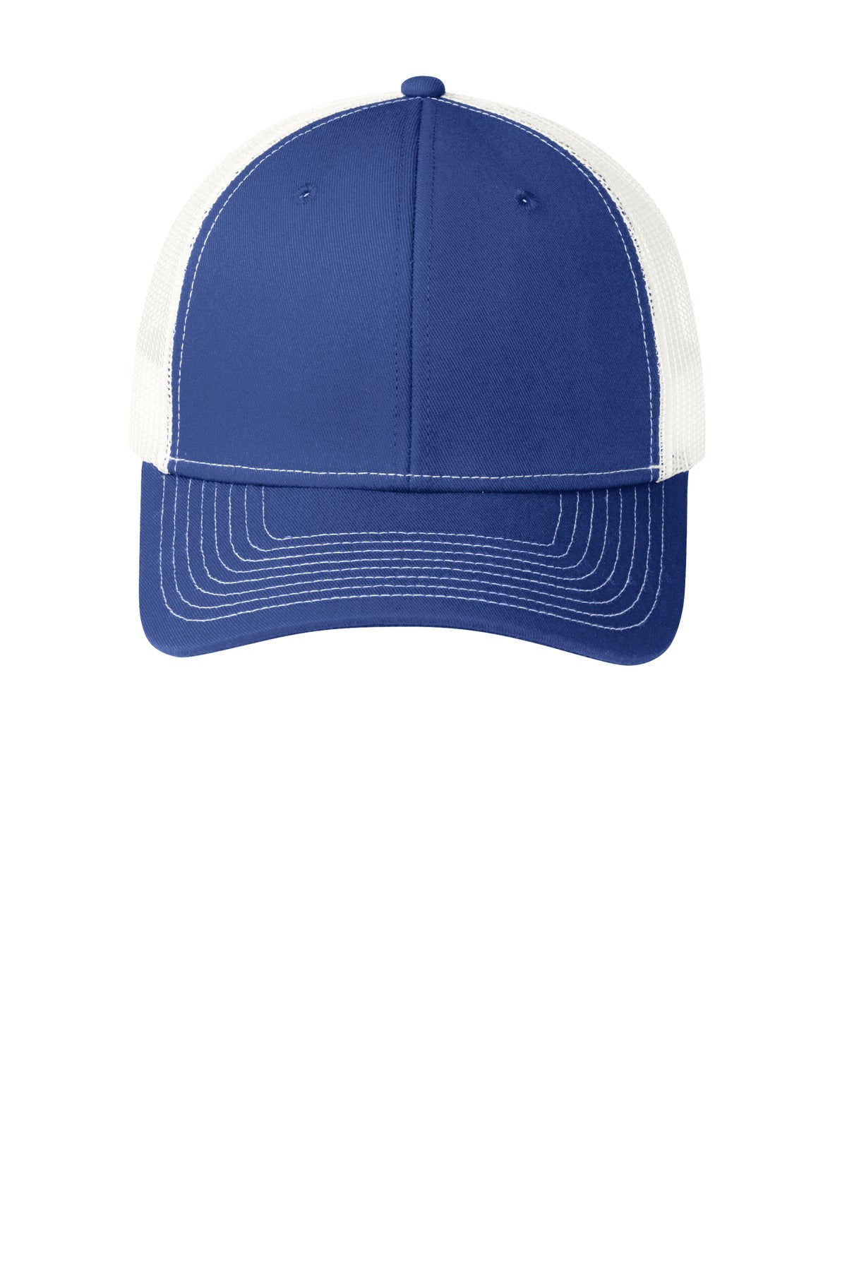 Front View of Patriot Bl/Wht Port Authority Snapback Trucker Cap. C112