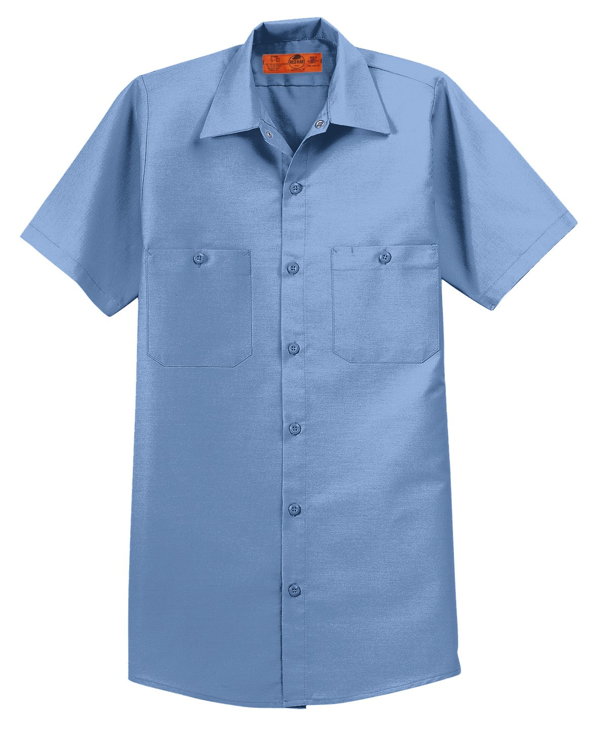 Front View of Petrol Blue Red Kap Long Size, Short Sleeve Industrial Work Shirt. SP24LONG