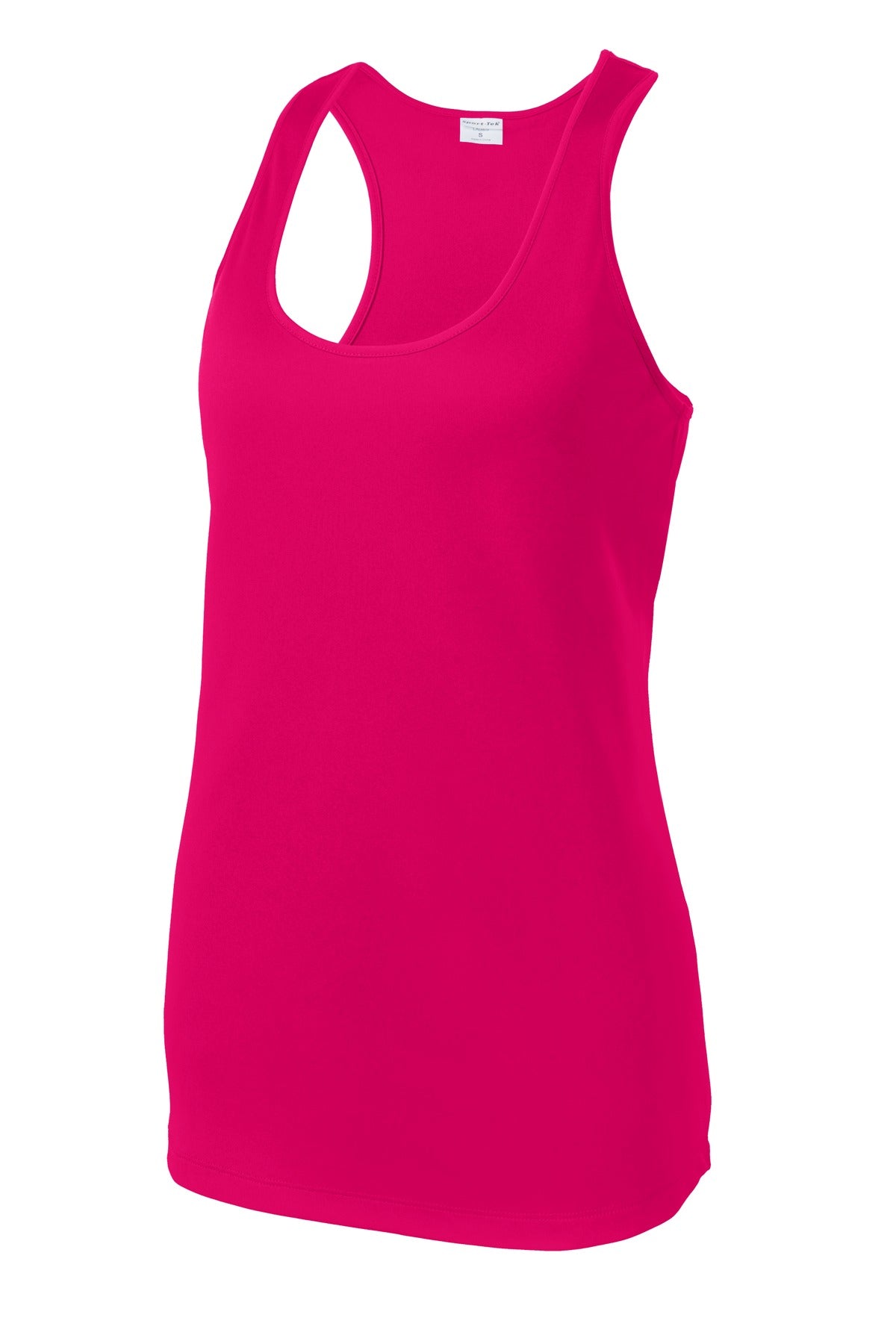 Front View of Pink Raspberry Sport-Tek Women's PosiCharge Competitor Racerback Tank. LST356