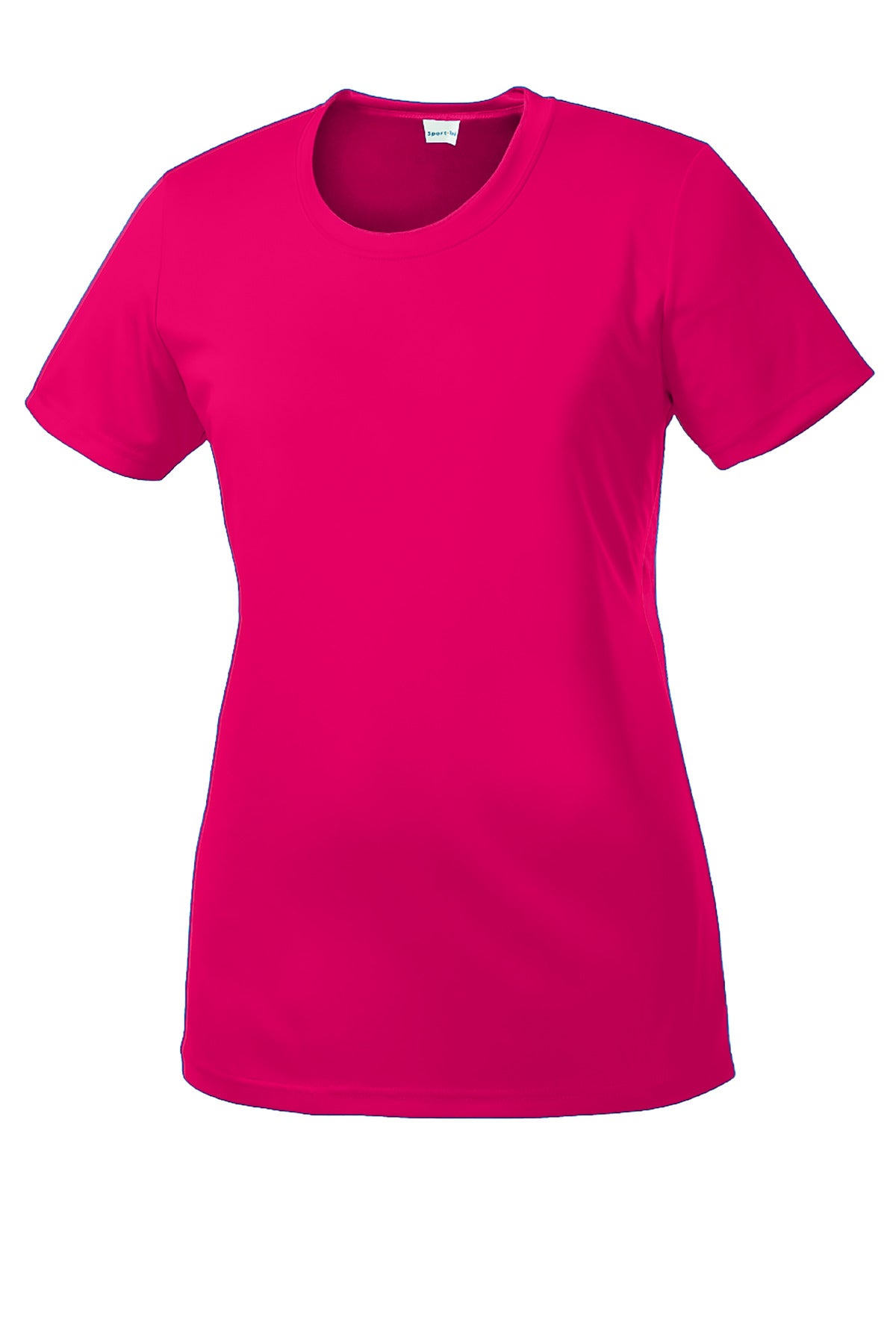Front View of Pink Raspberry Sport-Tek Women's PosiCharge Competitor Tee. LST350