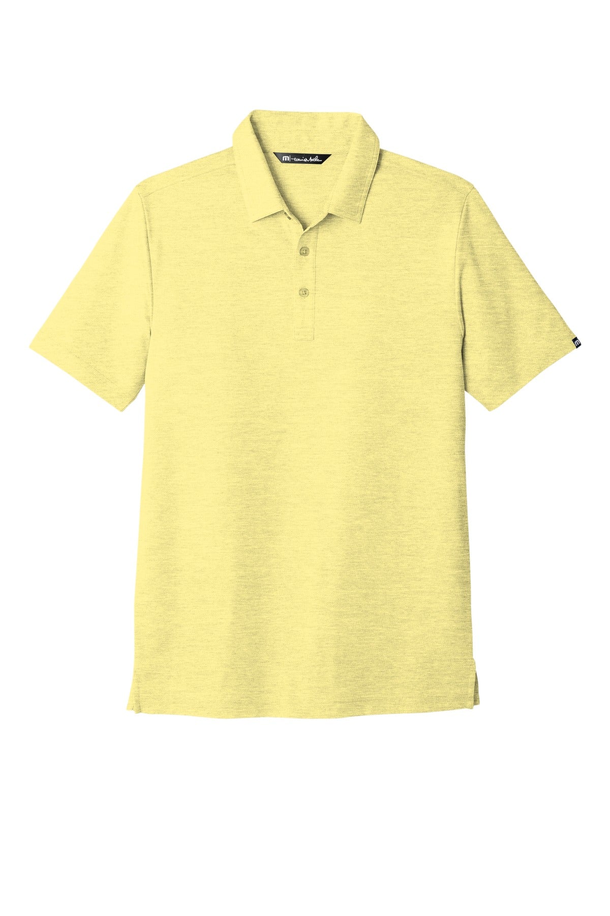 Front View of PlBananaHt TravisMathew Oceanside Heather Polo. TM1MU412