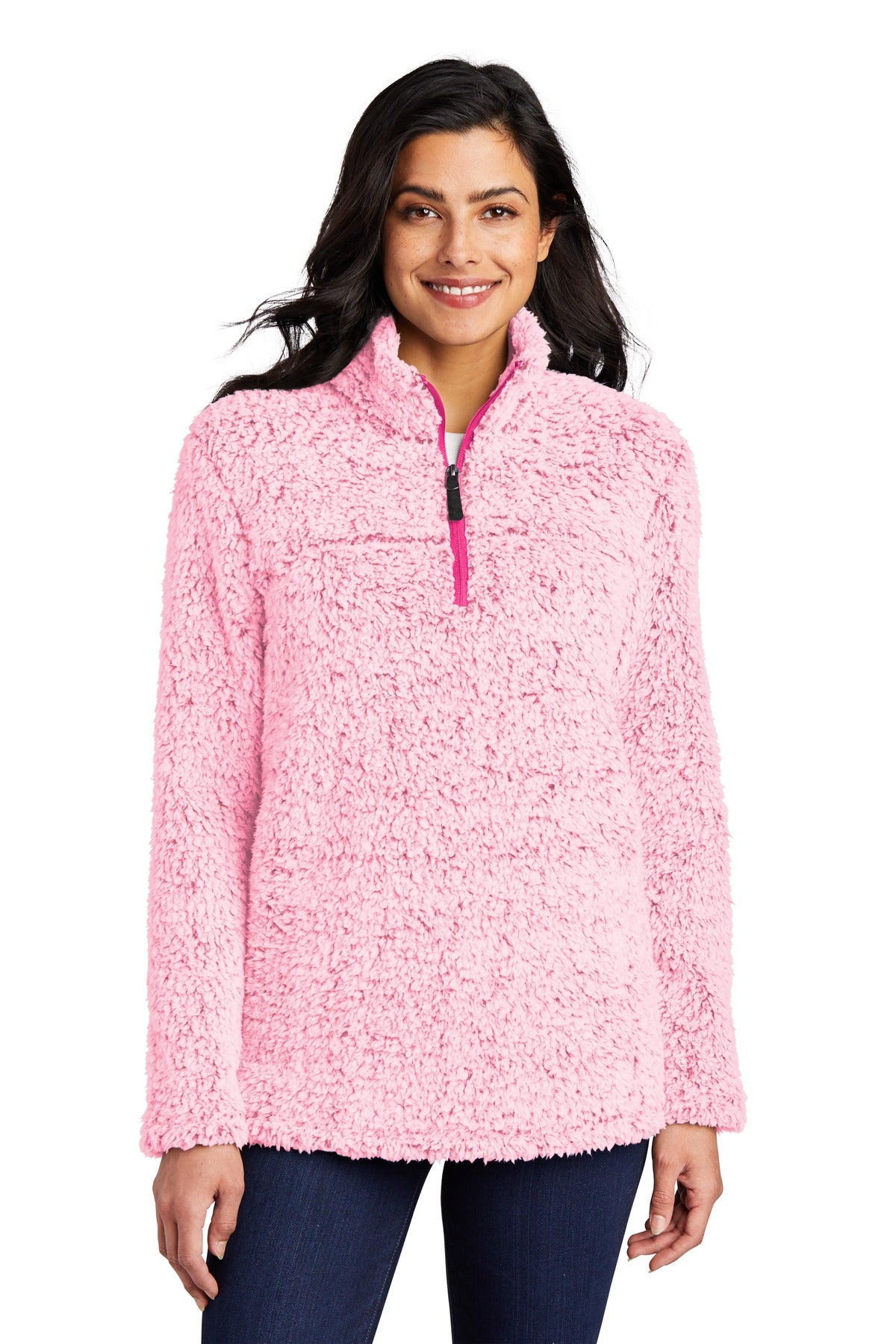 Front View of Pop Raspbry He Port Authority Women's Cozy 1/4-Zip Fleece L130