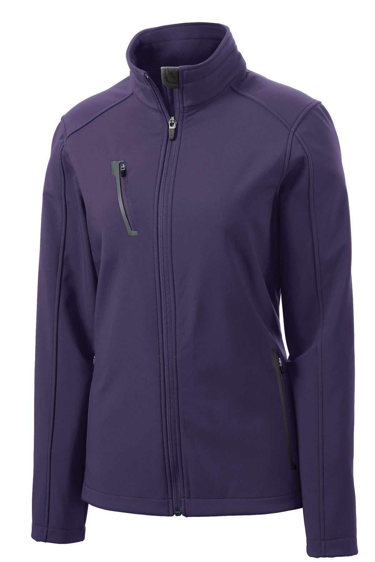 Front View of Posh Purple Port Authority Women's Welded Soft Shell Jacket. L324