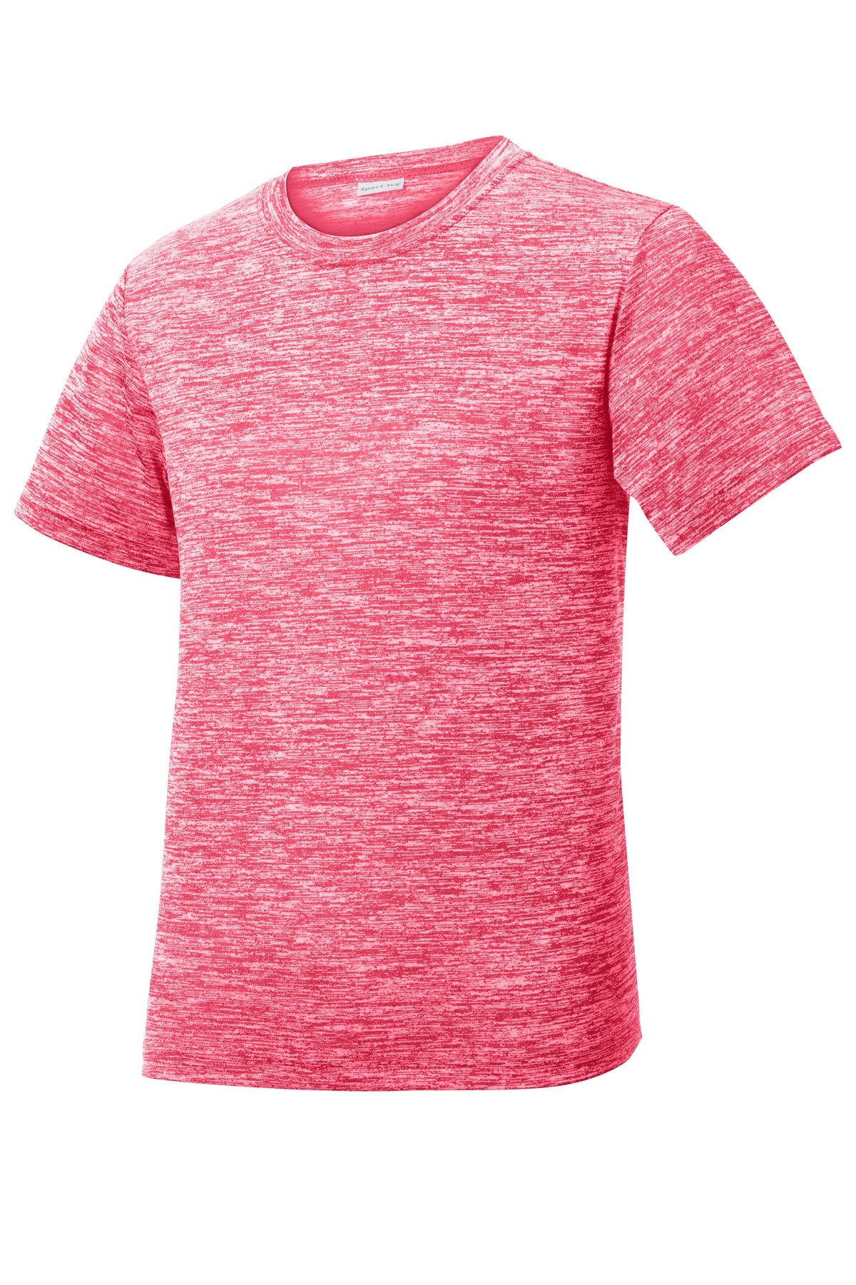 Front View of Power Pink Ele Sport-Tek Youth PosiCharge Electric Heather Tee. YST390