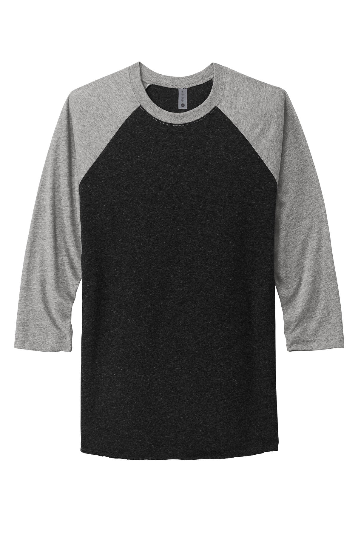 Front View of PrmHt/VtgB Next Level Apparel Adult Tri-Blend 3/4-Sleeve Raglan Tee. NL6051