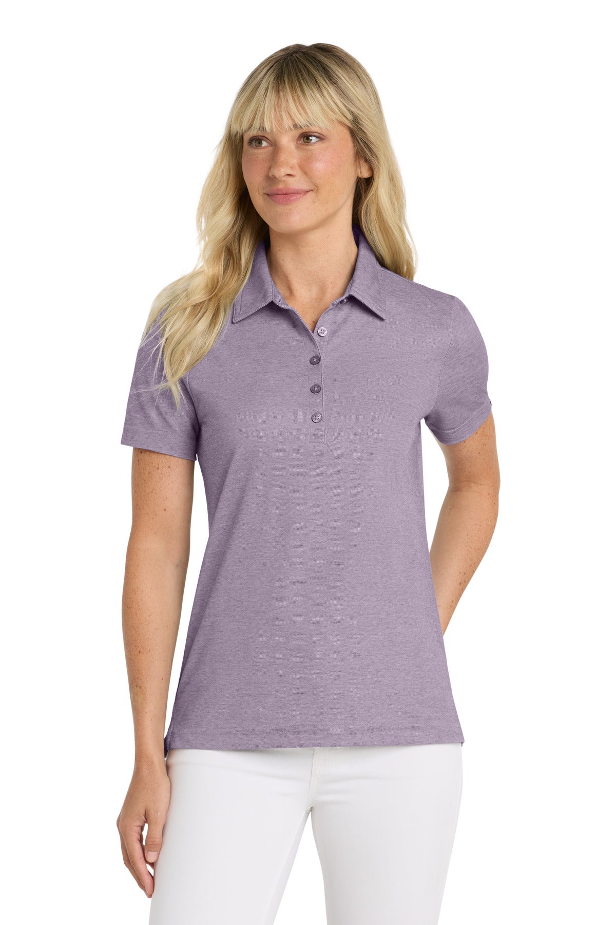 Front View of PrplSageHt TravisMathew Women's Oceanside Heather Polo TM1WW002