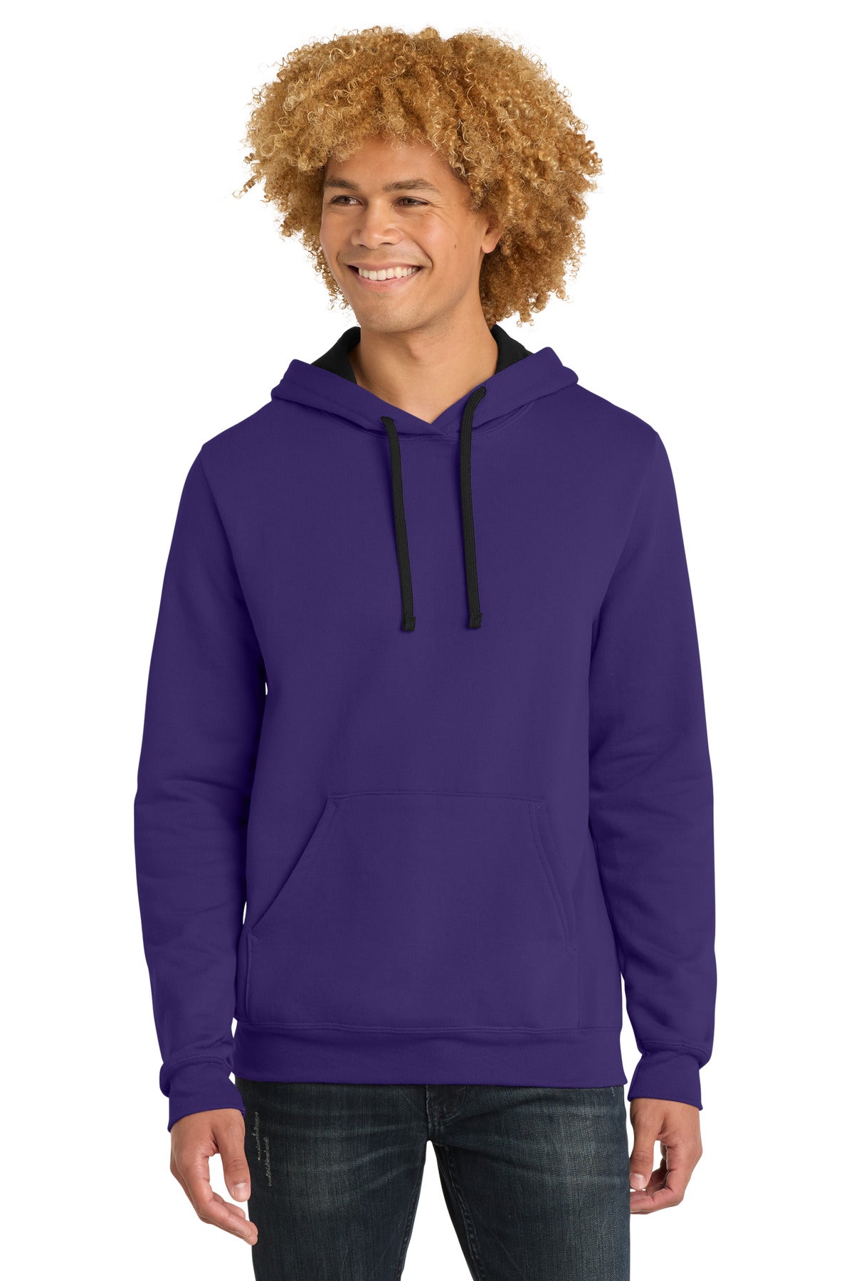 Front View of Purple District The Concert Fleece Hoodie. DT810