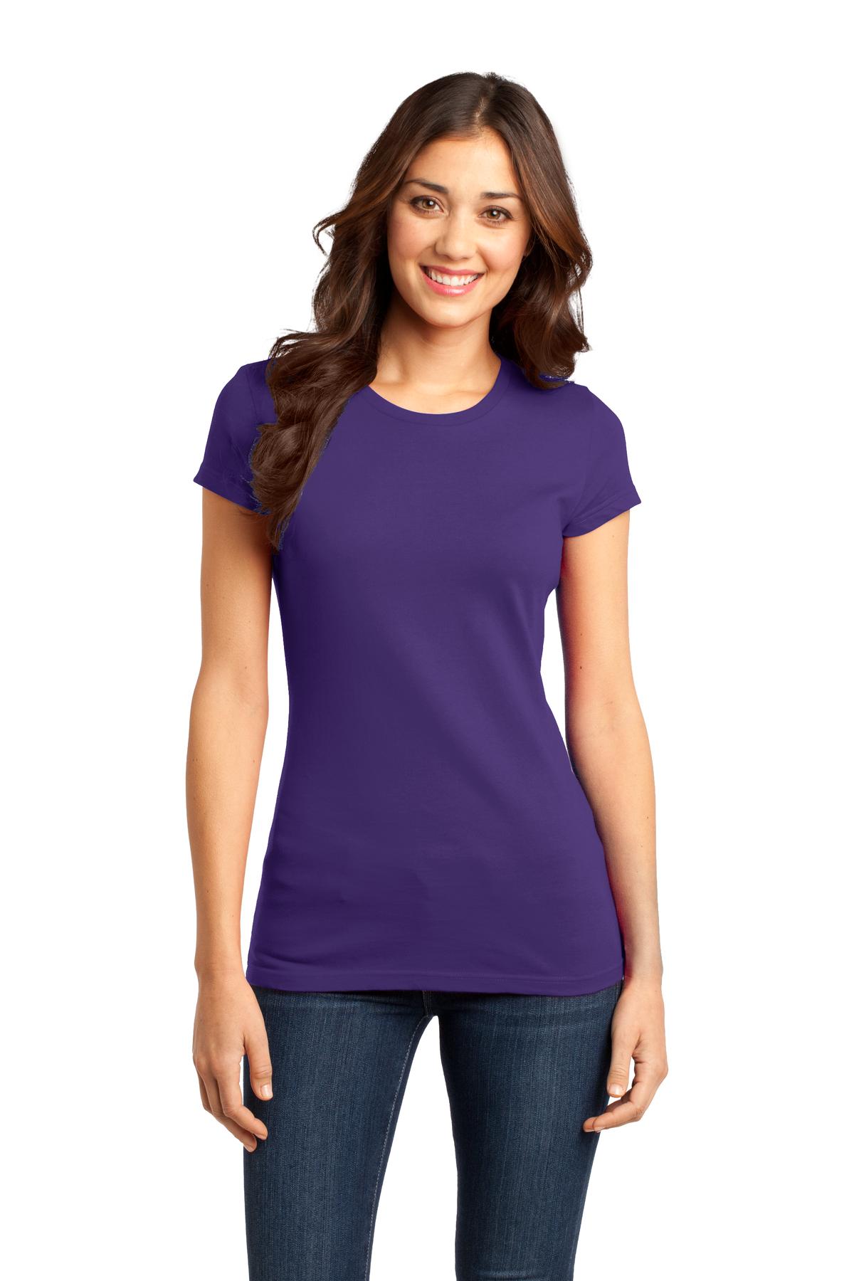 Front View of Purple District Women's Fitted Very Important Tee . DT6001