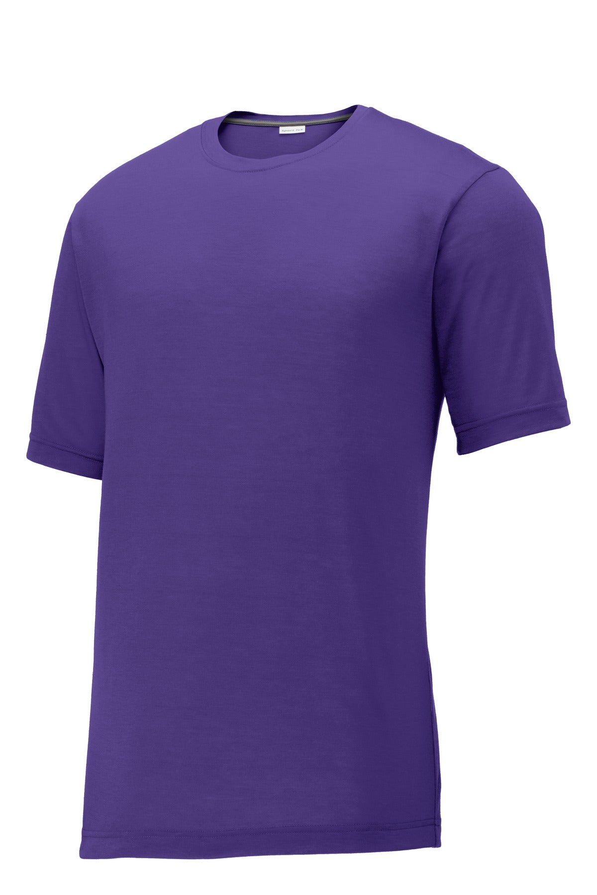 Front View of Purple Sport-Tek PosiCharge Competitor Cotton Touch Tee. ST450