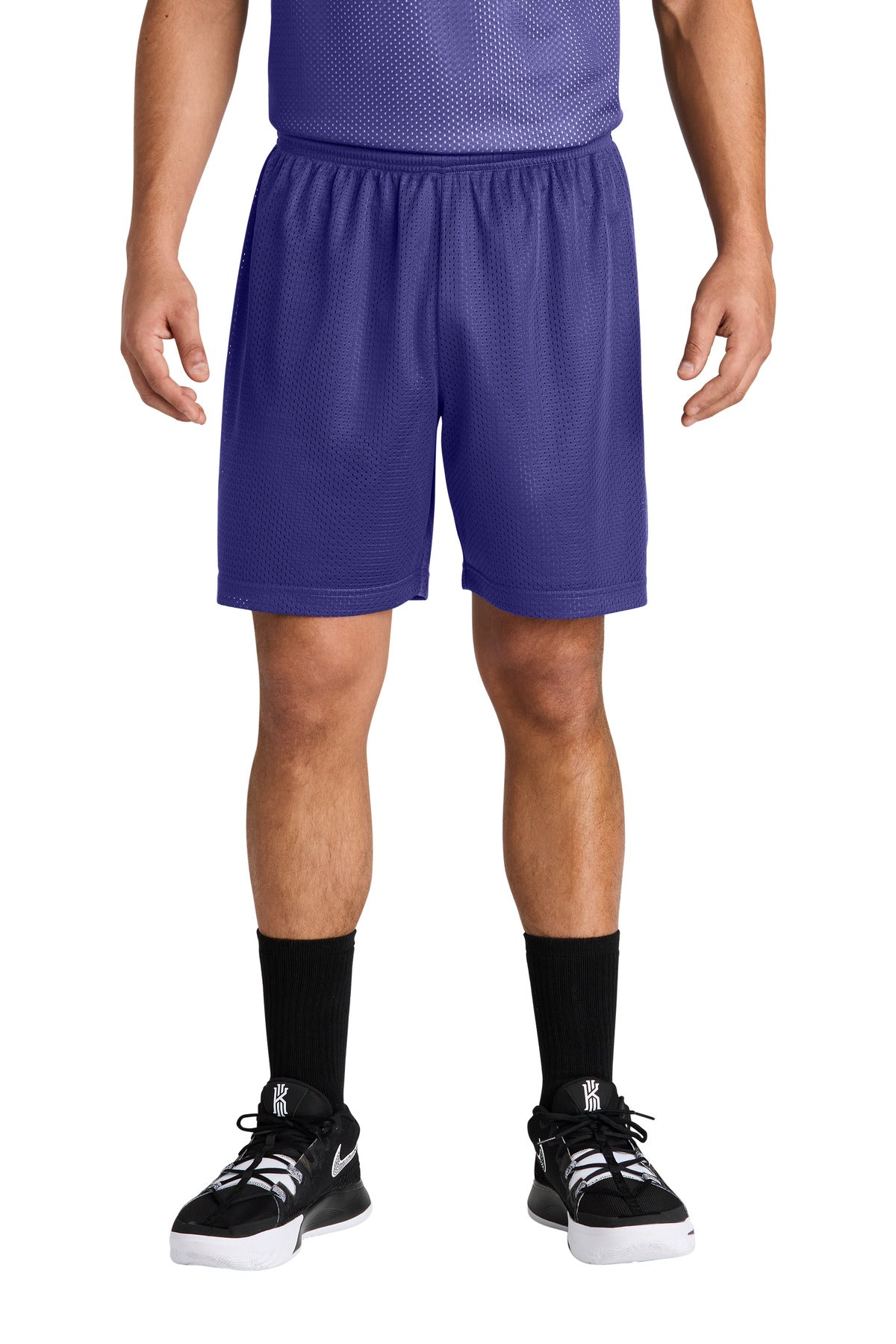 Front View of Purple Sport-Tek PosiCharge Mesh 7" Short ST5100