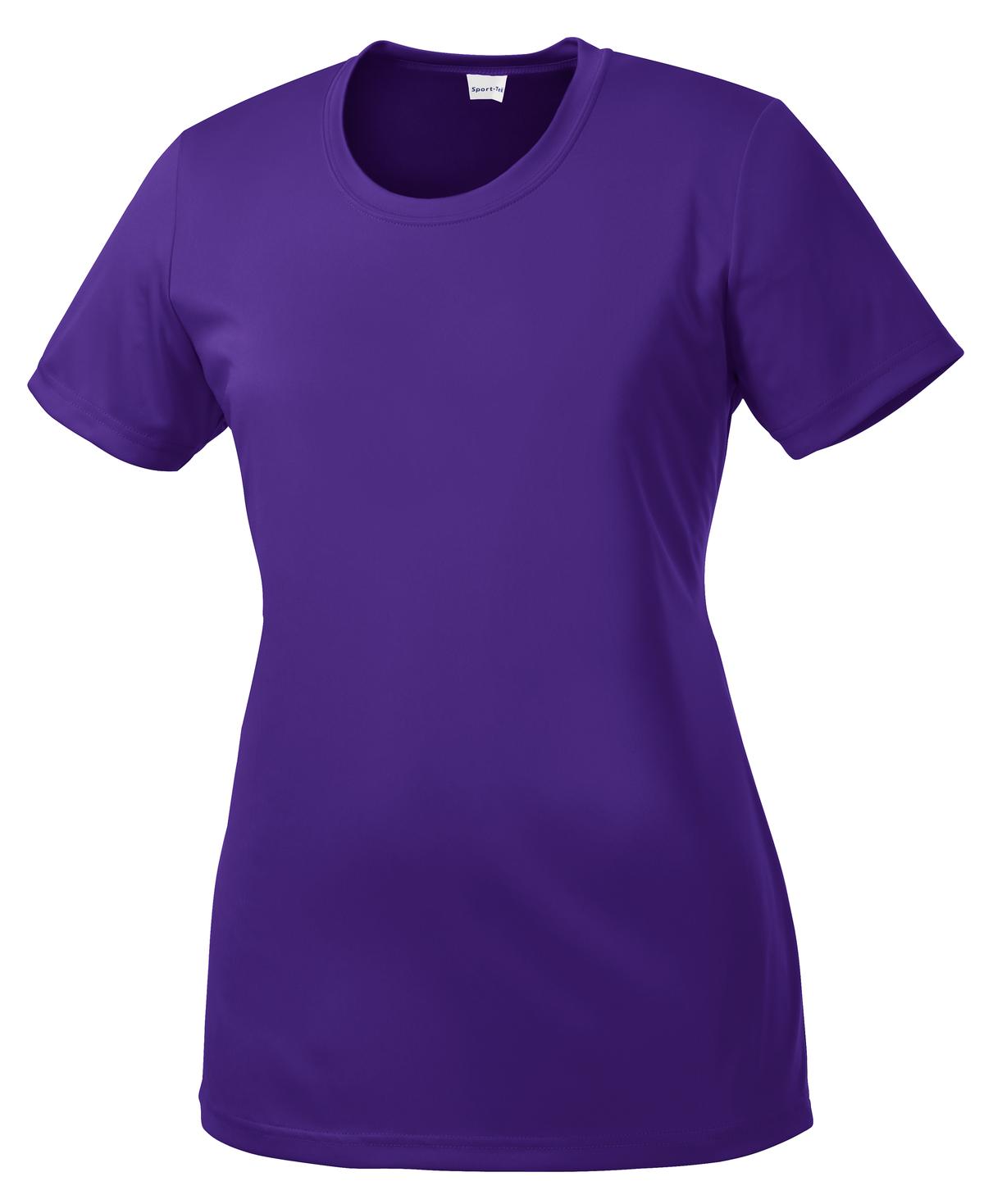 Front View of Purple Sport-Tek Women's PosiCharge Competitor Tee. LST350