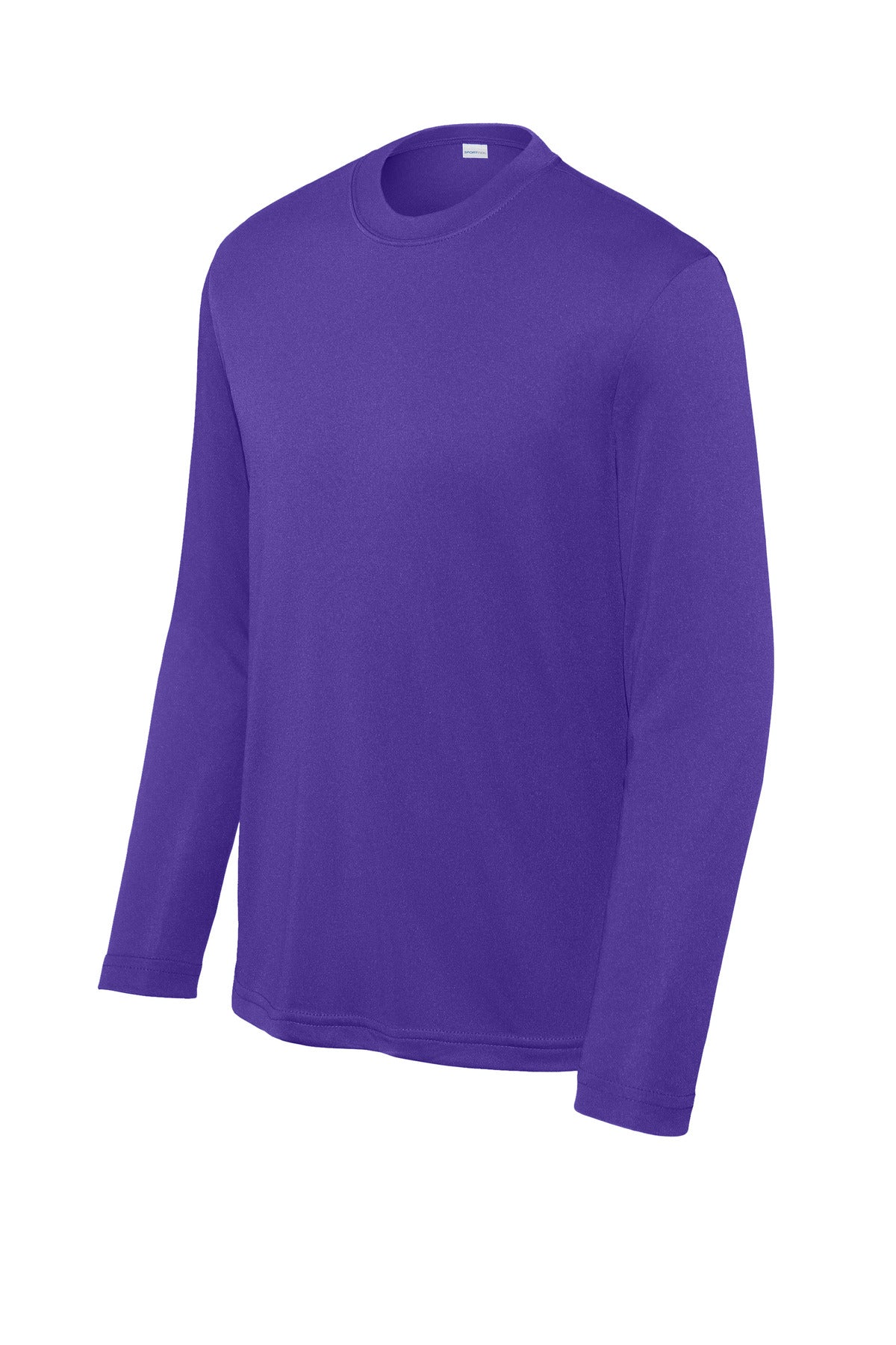 Front View of Purple Sport-Tek Youth Long Sleeve PosiCharge Competitor Tee. YST350LS