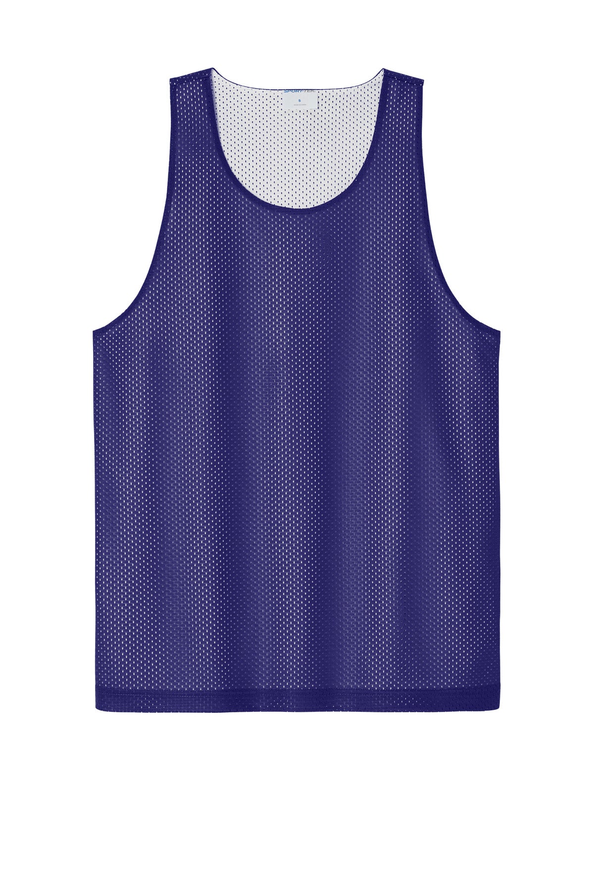 Front View of Purple/Wh Sport-Tek PosiCharge Reversible Mesh Tank ST5000