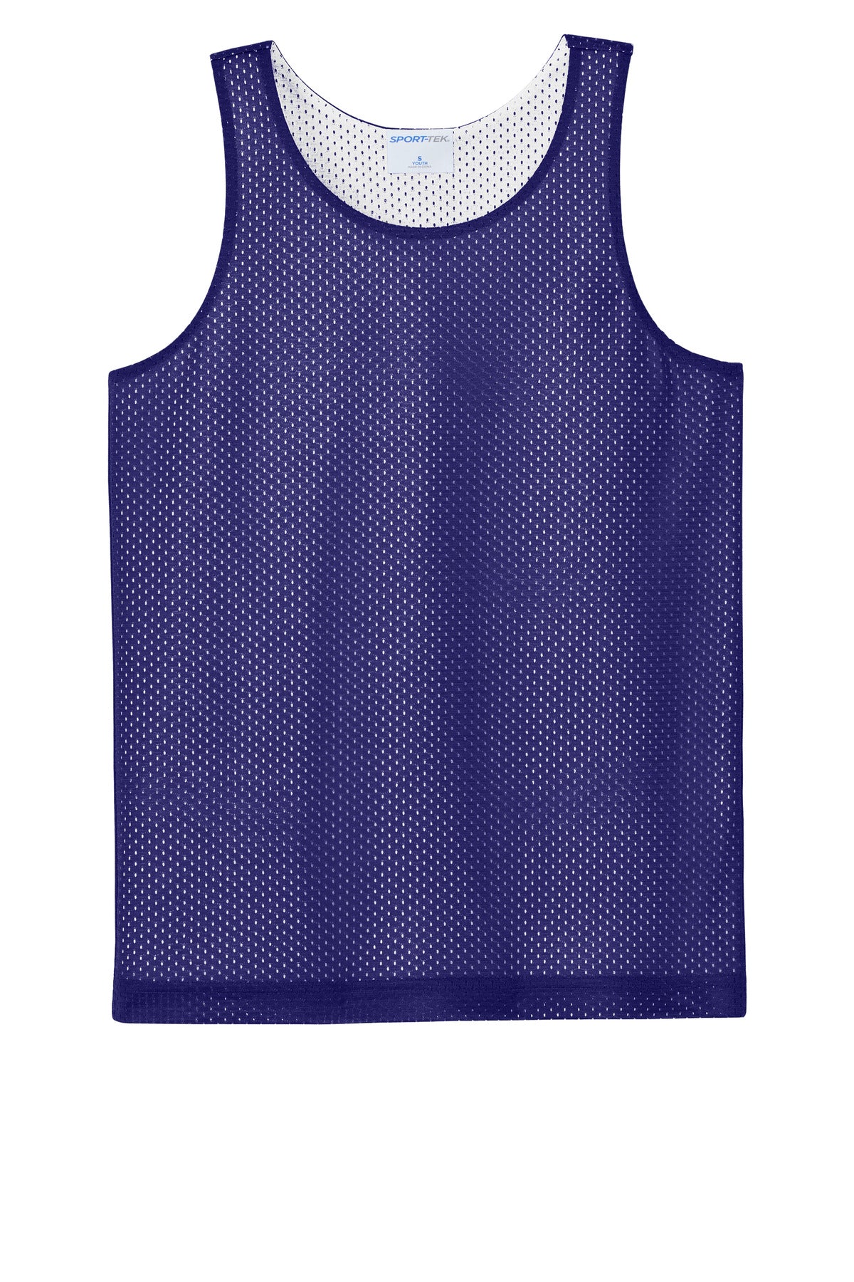 Front View of Purple/Wh Sport-Tek Youth PosiCharge Reversible Mesh Tank YST5000