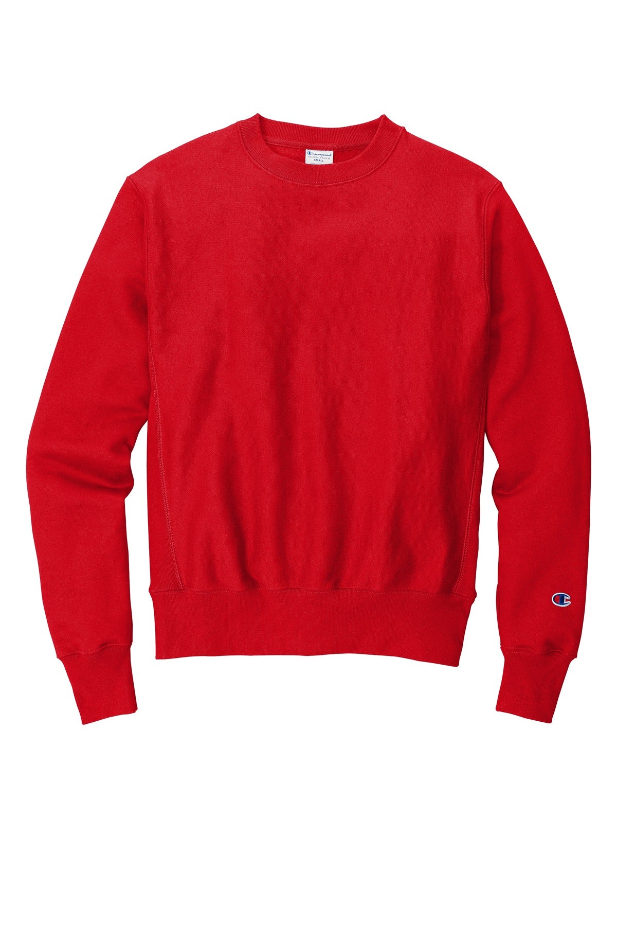 Front View of Red Champion Reverse Weave Crewneck Sweatshirt S149