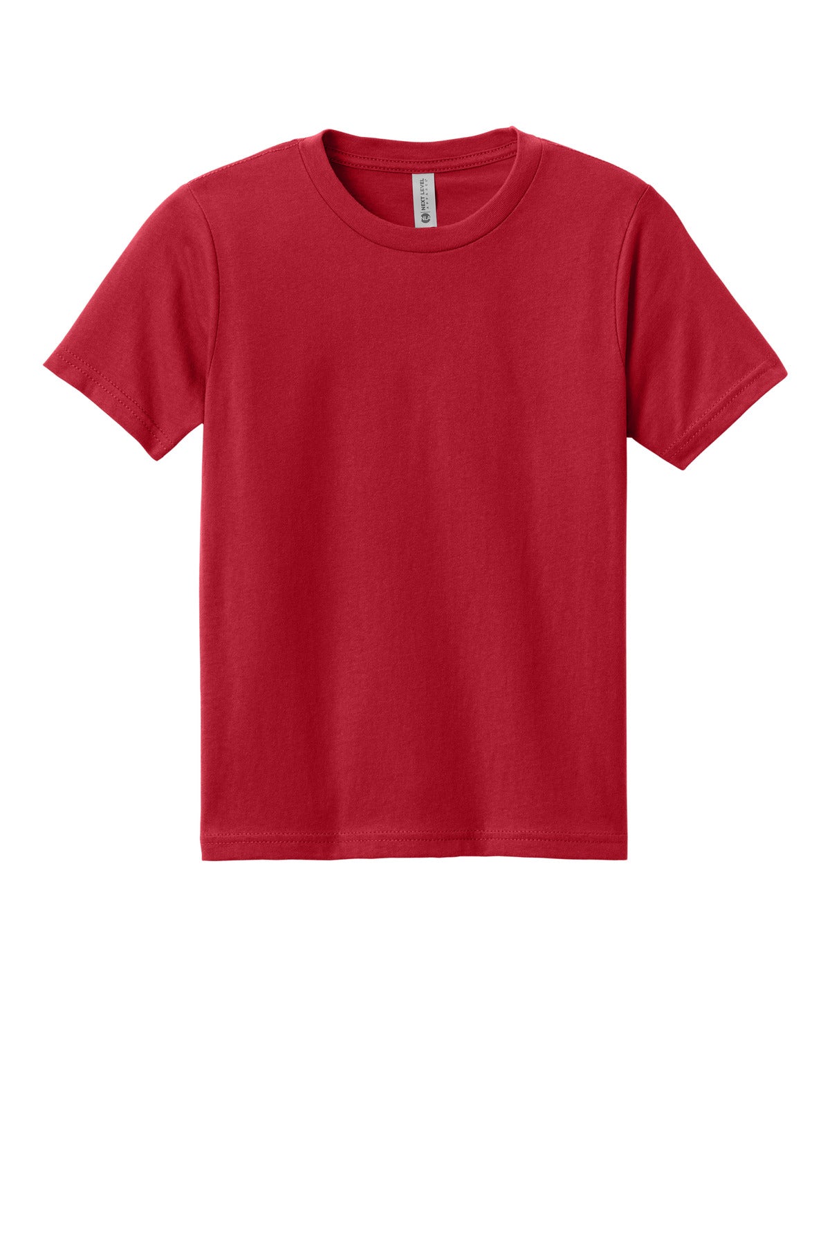 Front View of Red Next Level Apparel Youth Cotton Tee NL3310
