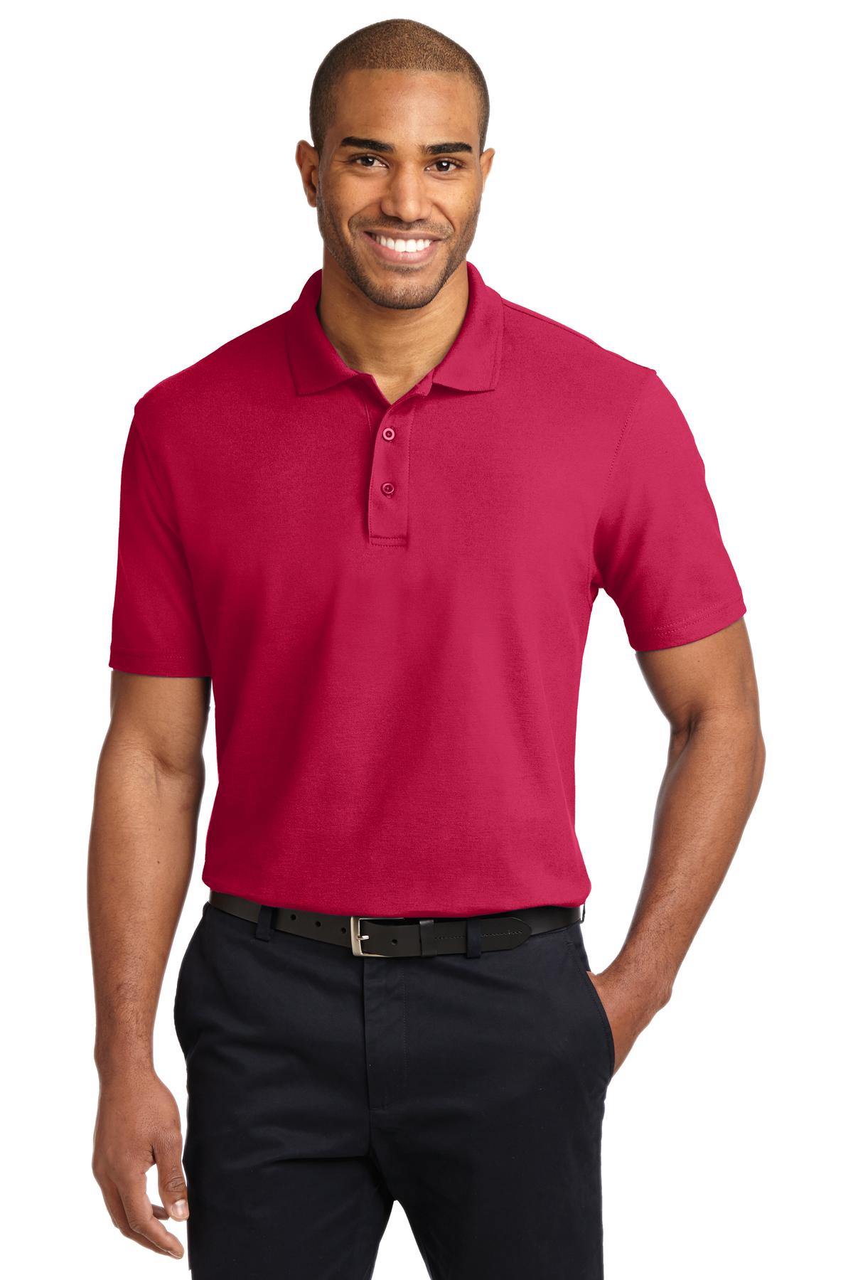 Front View of Red Port Authority Stain-Release Polo. K510