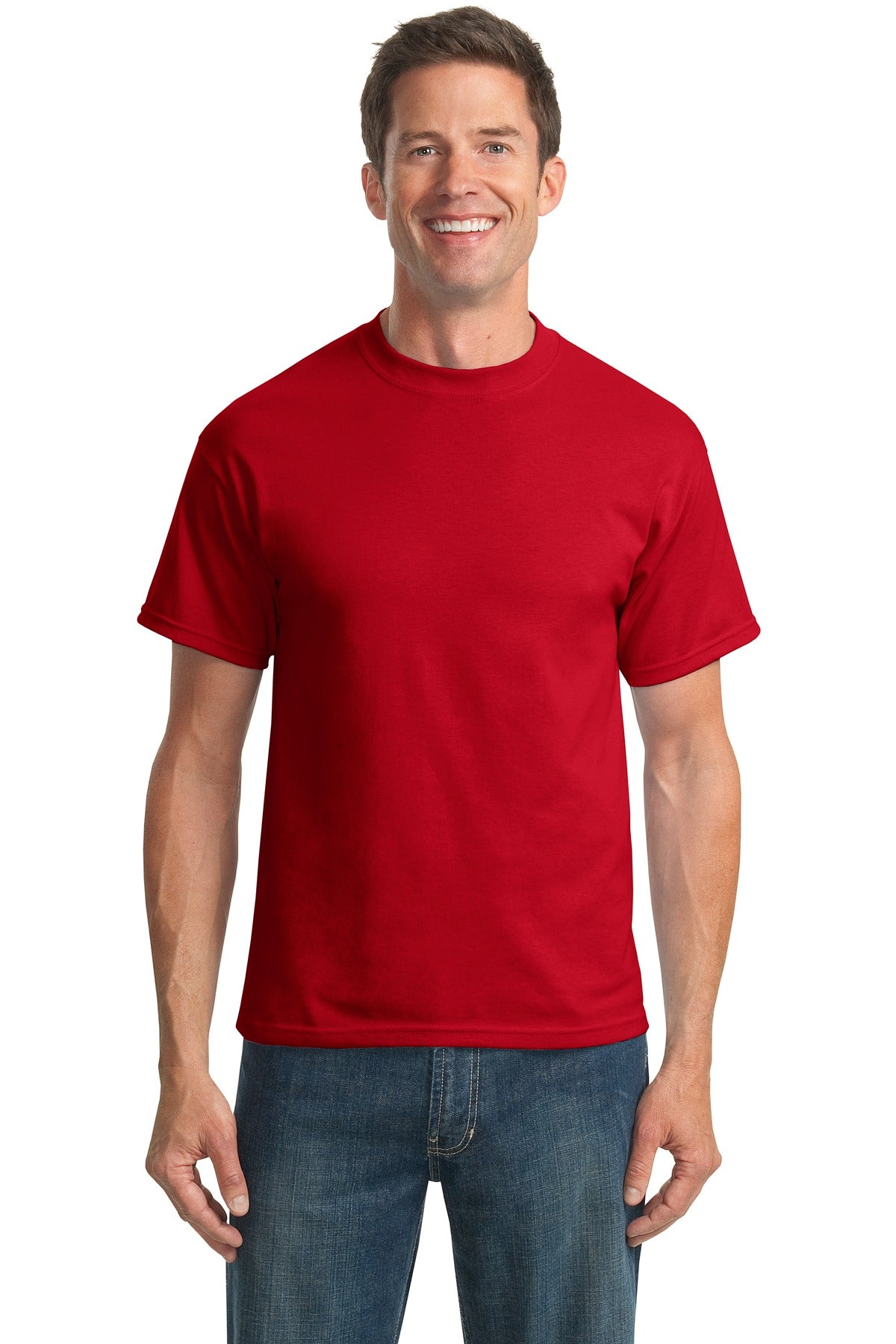 Front View of Red Port & Company Tall Core Blend Tee. PC55T