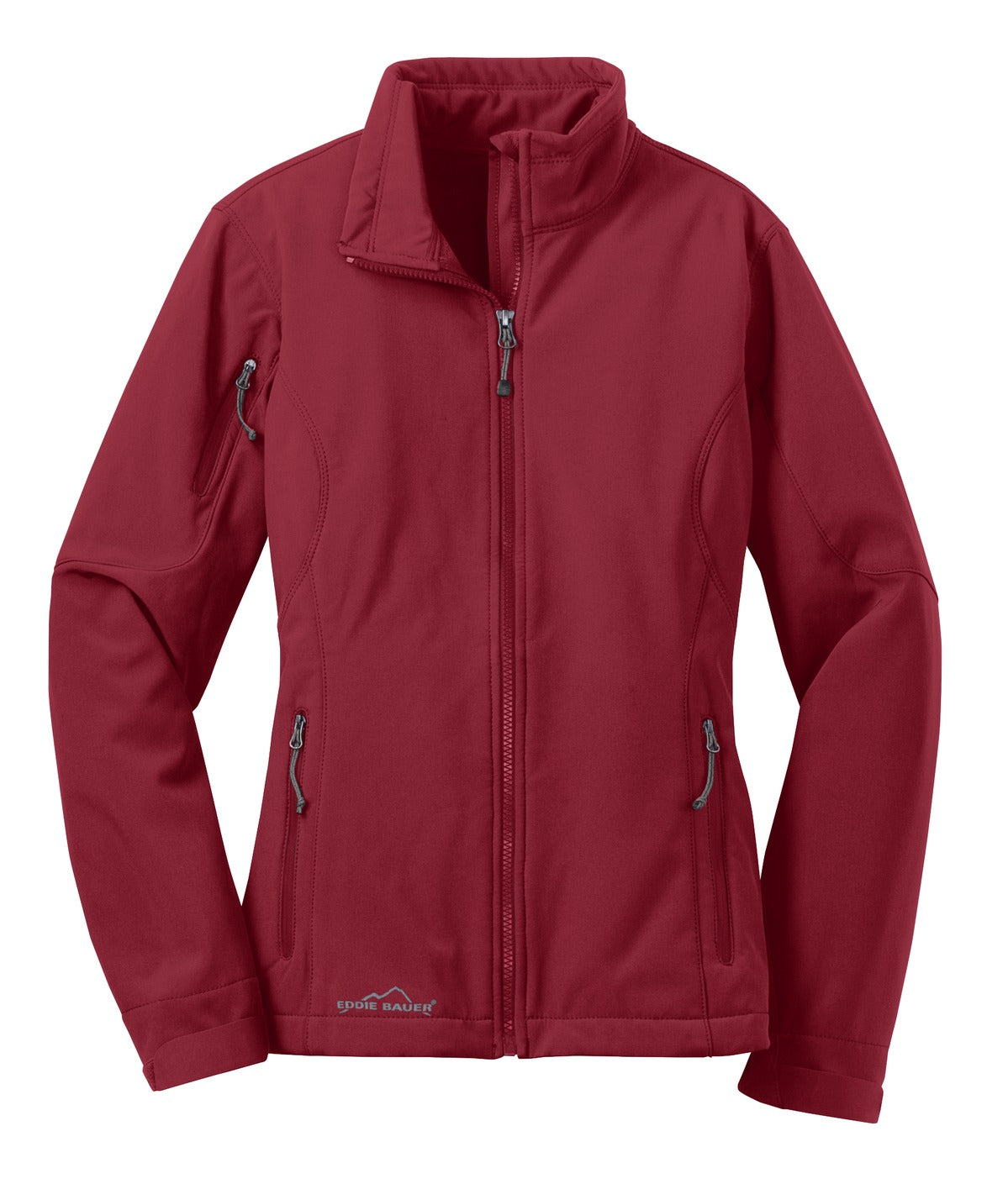 Front View of Red Rhubarb Eddie Bauer Women's Soft Shell Jacket. EB531